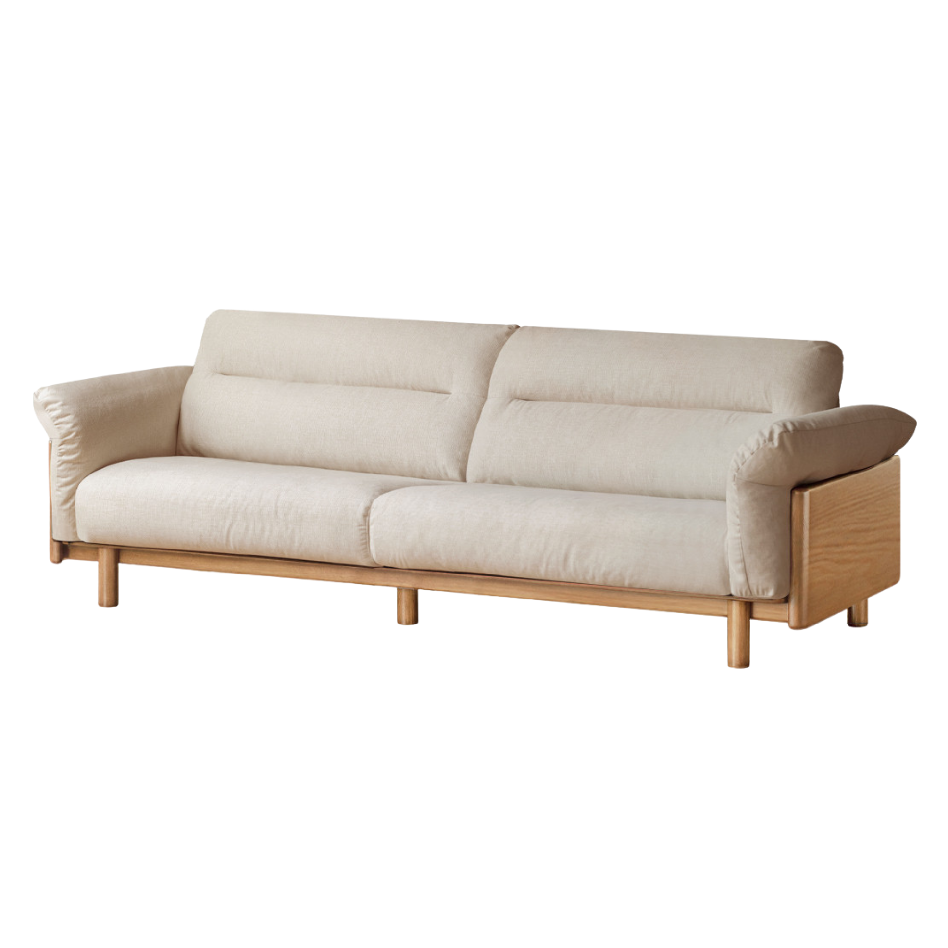 Black Walnut, Oak Solid Wood Sofa Genuine Leather, fabrics