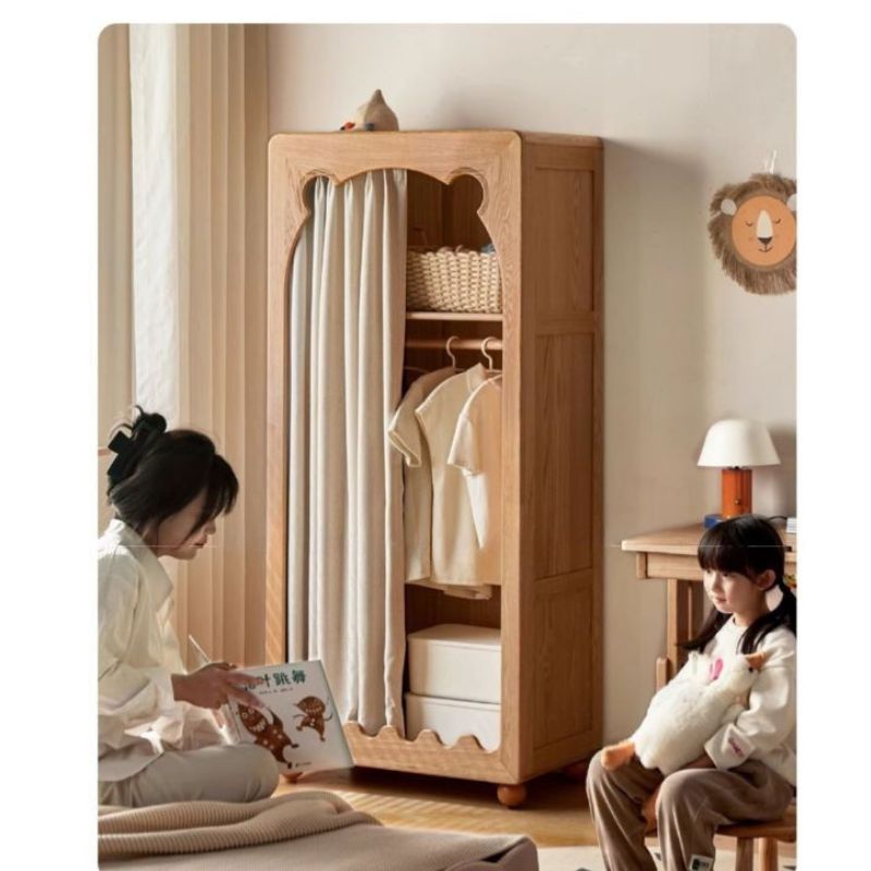 Beech Solid Wood Children's Wardrobe.