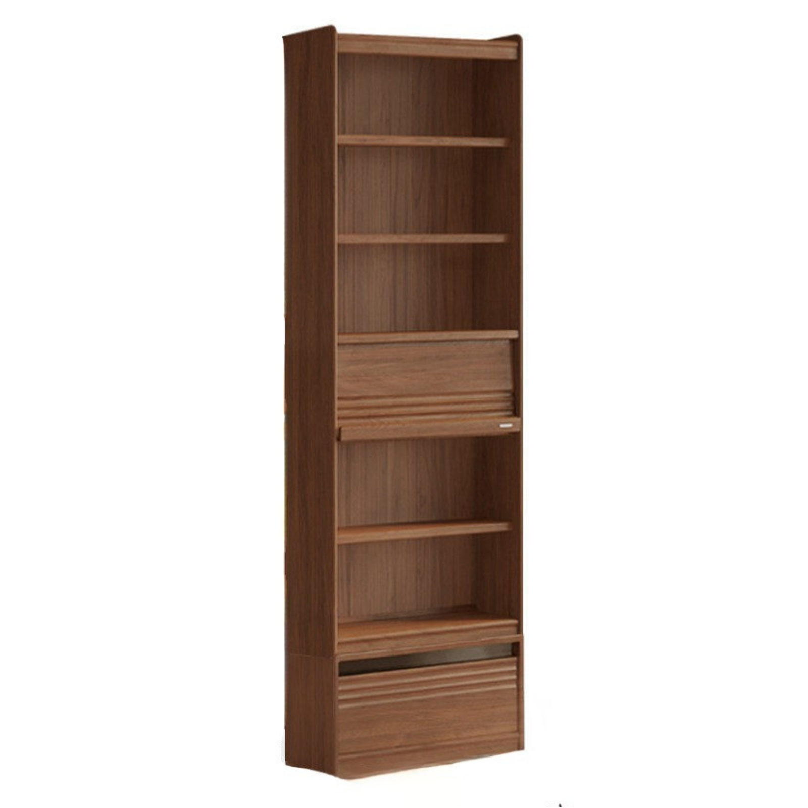 Black Walnut Solid Wood Combination Bookcase with Wall Storage and Floor Display