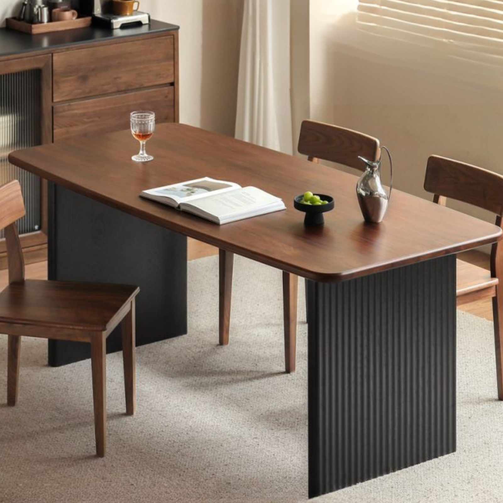 Black Walnut Solid Wood Light Luxury Style Dining Table