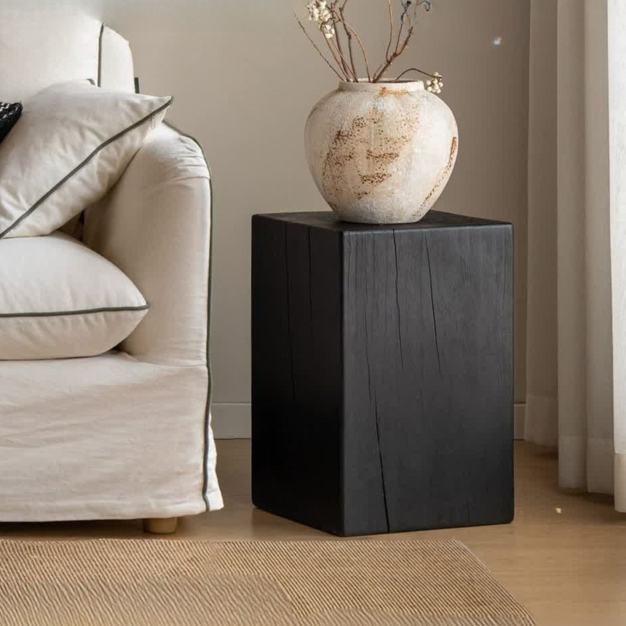 Pine Solid Wood Wabi Sabi Style Side Table
