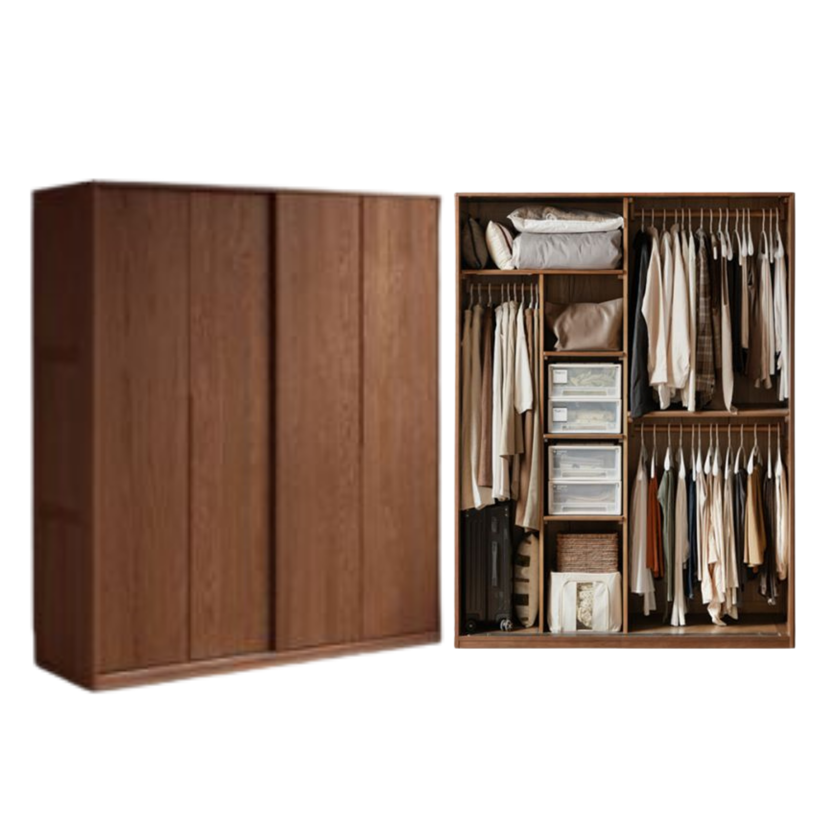 Oak Solid Wood Modern Style Wardrobe
