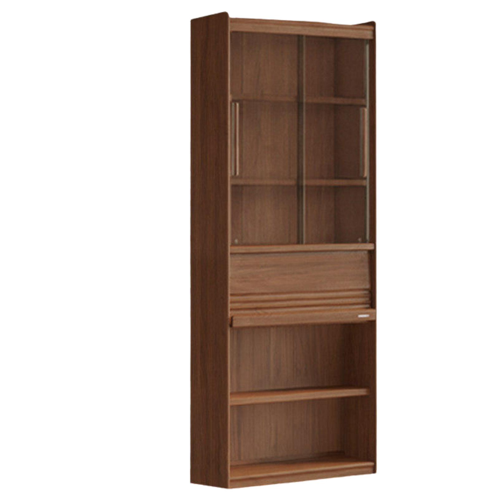Black Walnut Solid Wood Integrated Wall Bookcase with Floor Display