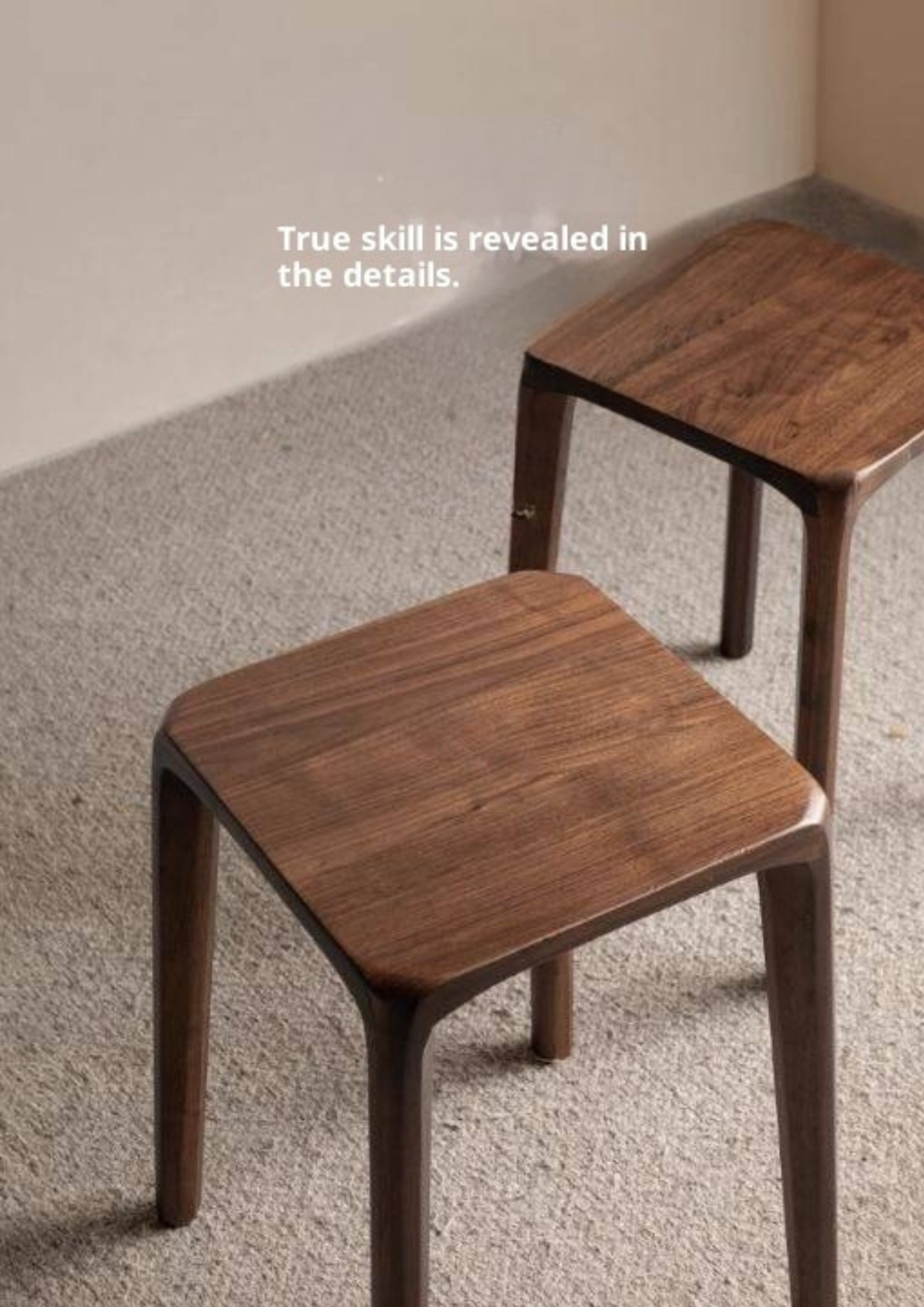 Black Walnut, Ash Solid Wood Square Stackable Stool