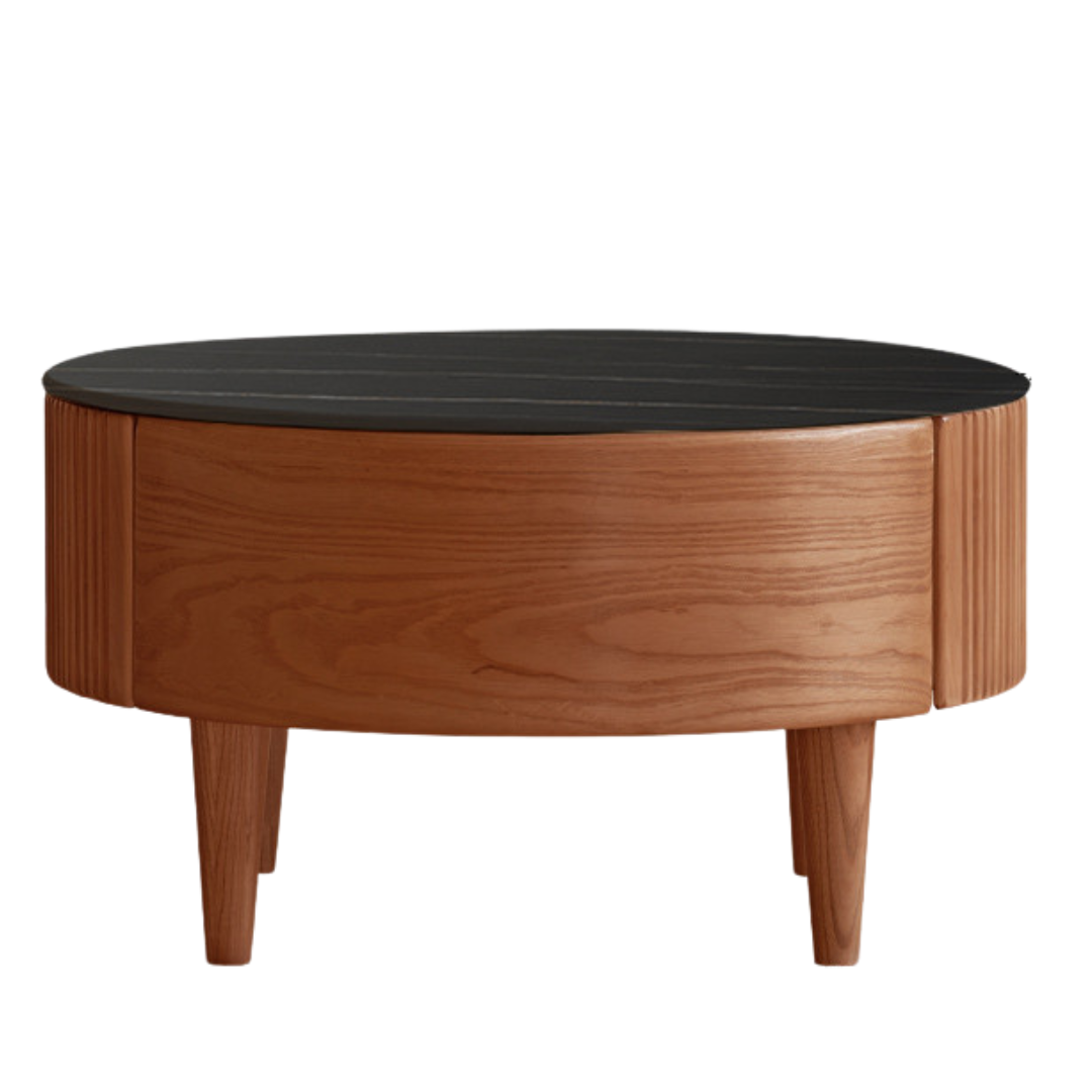 Black Walnut, Ash Solid Wood Combination Rock Plate Coffee Table