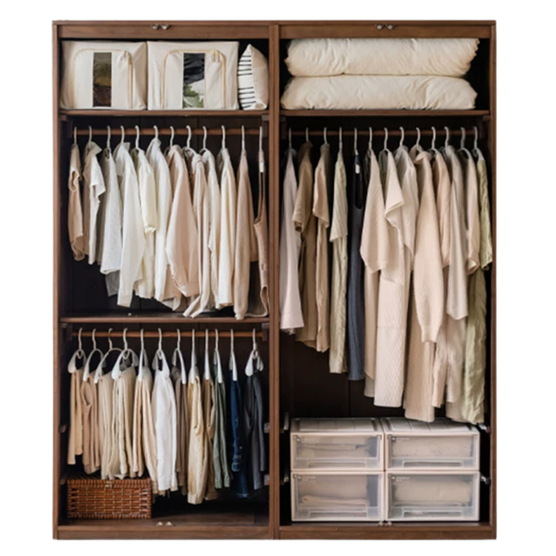 Black Walnut Solid Wood French Retro Wardrobe.