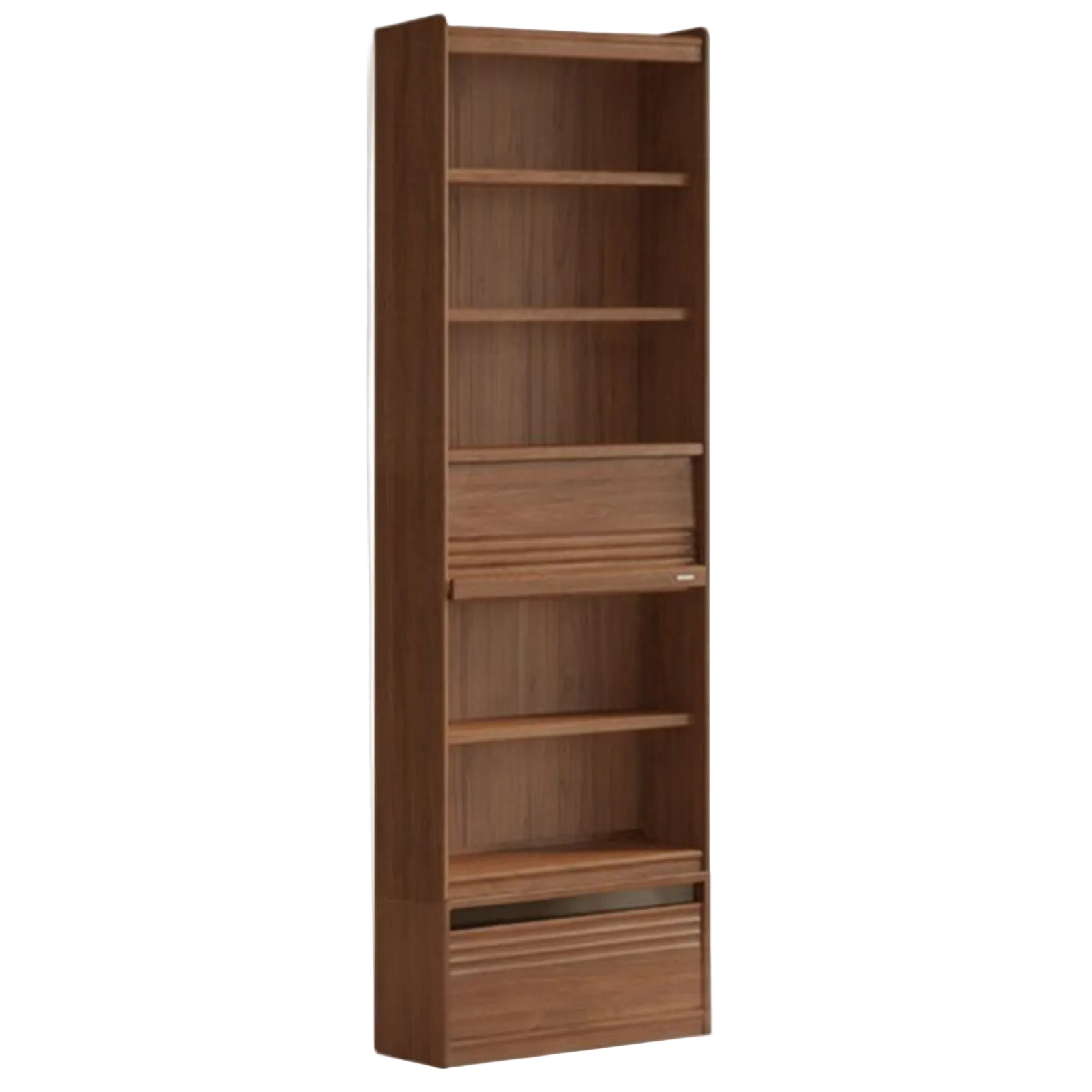 Black Walnut Solid Wood Integrated Wall Bookcase with Floor Display