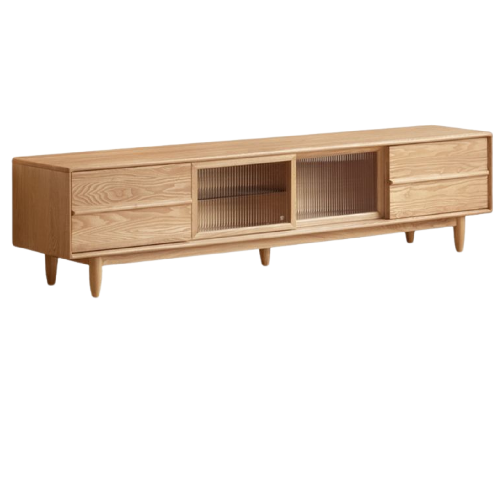 Ash Solid Wood Modern Log Style TV Cabinet