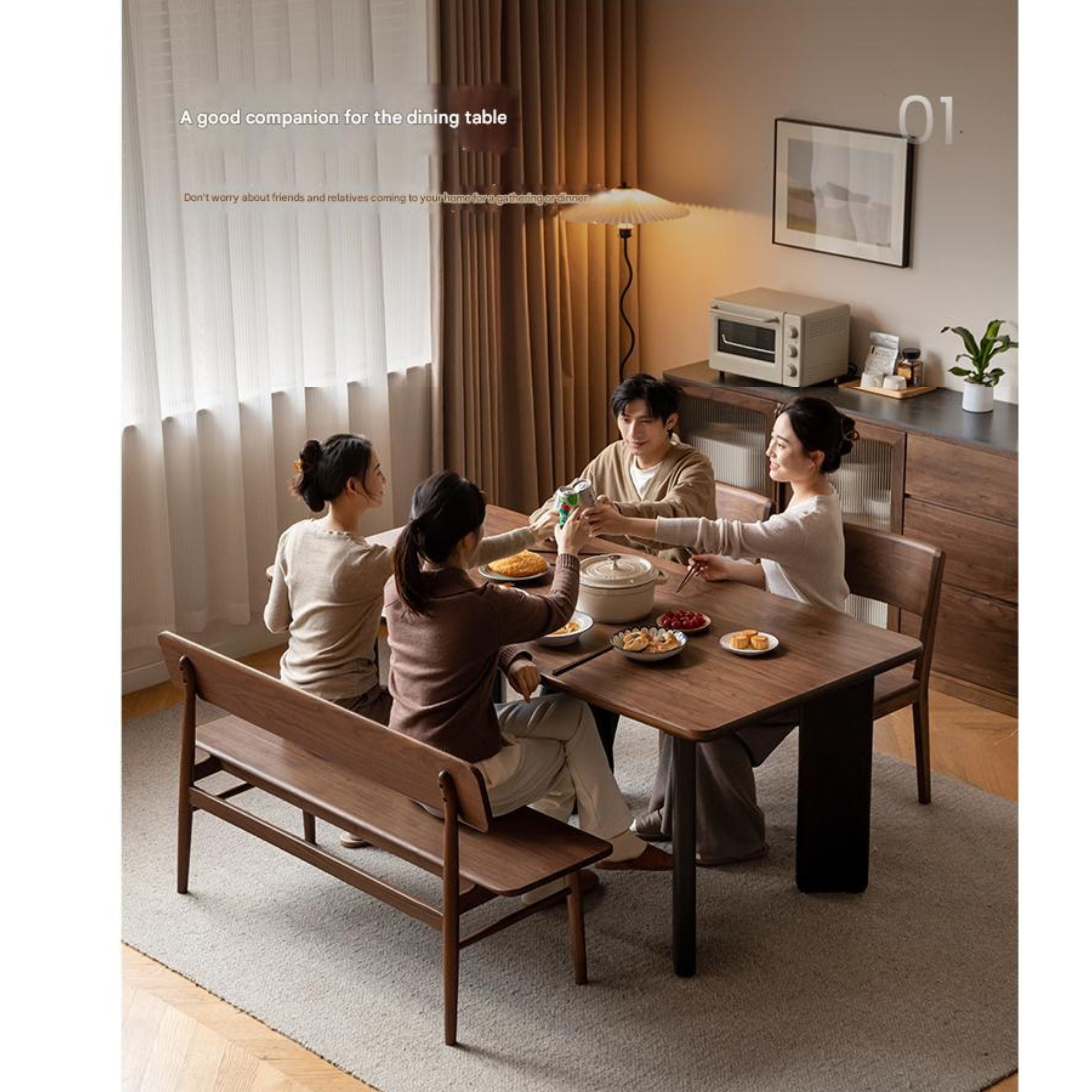 Black Walnut Solid Wood Long Bench