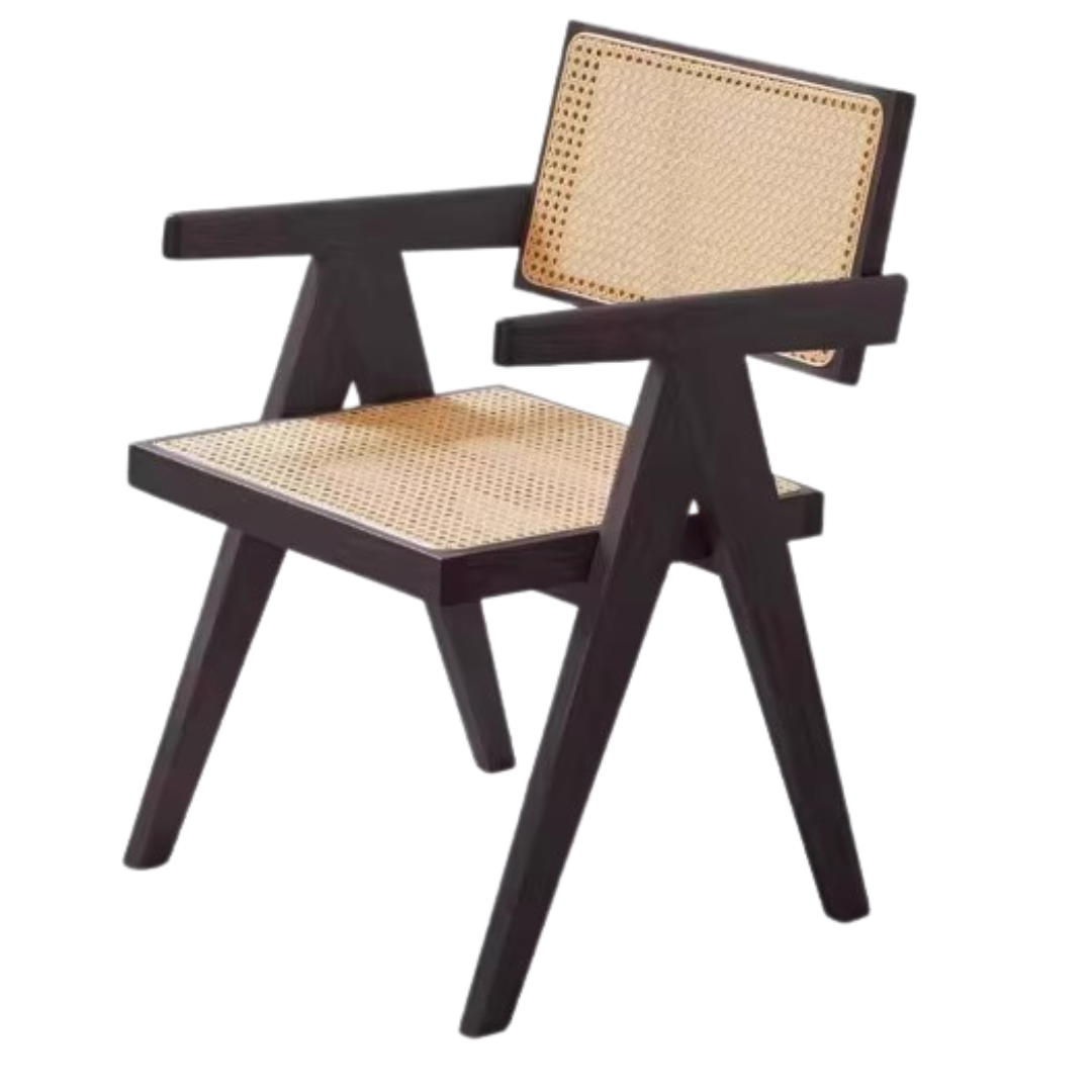 Ash, Cherry, Oak Solid Wood Rattan Smoked Chair