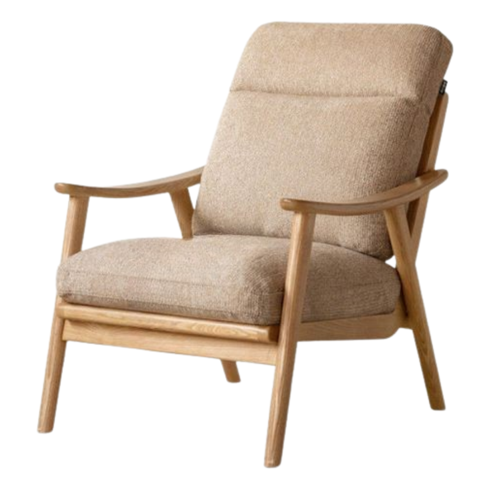 2 pcs Ash Solid Wood Genuine Leather, Fabrics Accent Chair, Modern Minimalist Lounge Chair