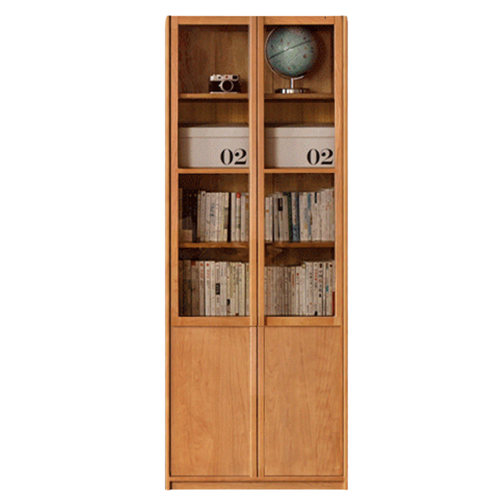 Cherry Solid Wood Bookcase Display Storage Cabinet for Study