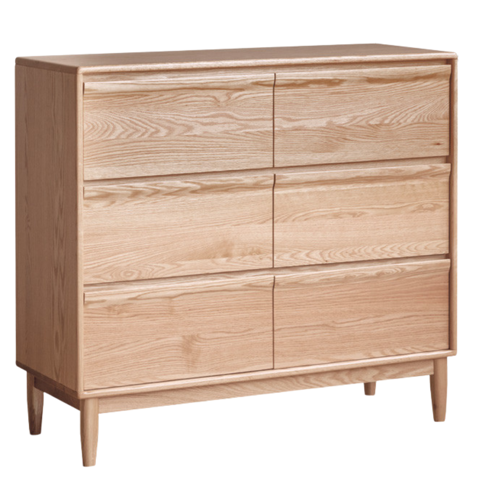 Ash Solid Wood Log Style Six Drawers Cabinet