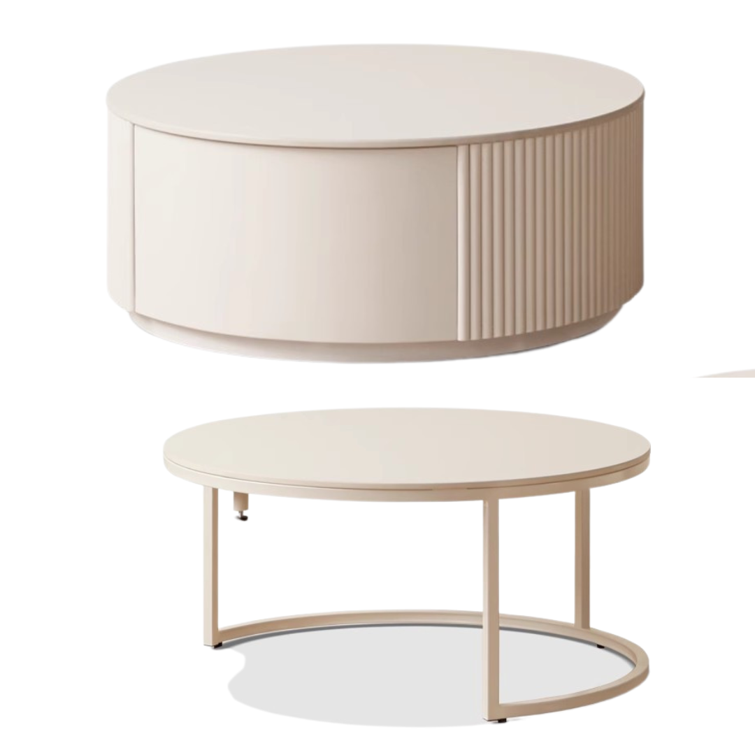 Ash Solid Wood Milk Oil Wind Combination Storage Rock Coffee Table.