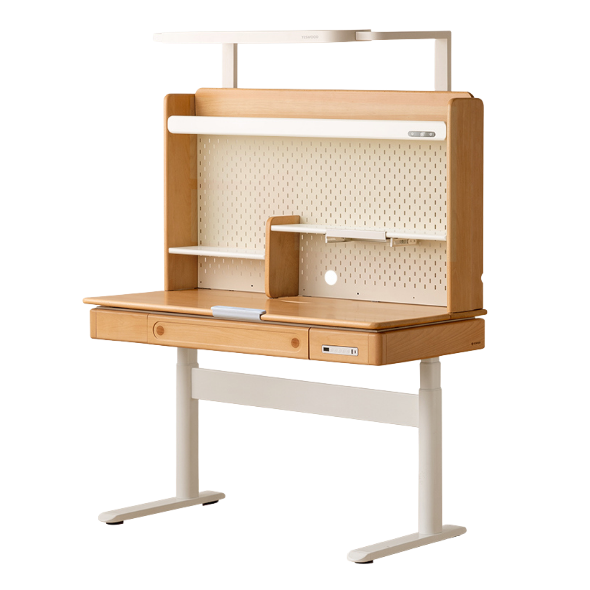 Beech Solid Wood Children's Study Desk with Electric Lift