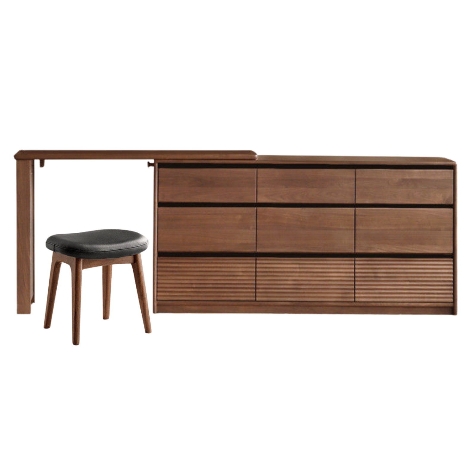 Black Walnut, Sandawood Light Luxury Retractable Vanity Table.