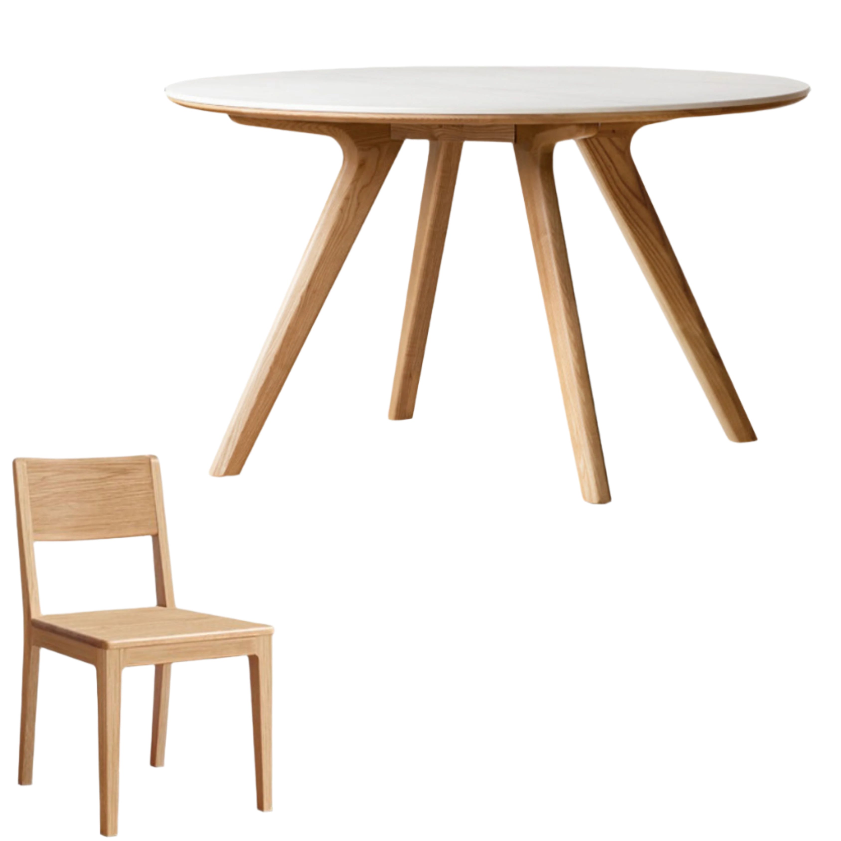 Ash Solid Wood Modern Rock Round Table.