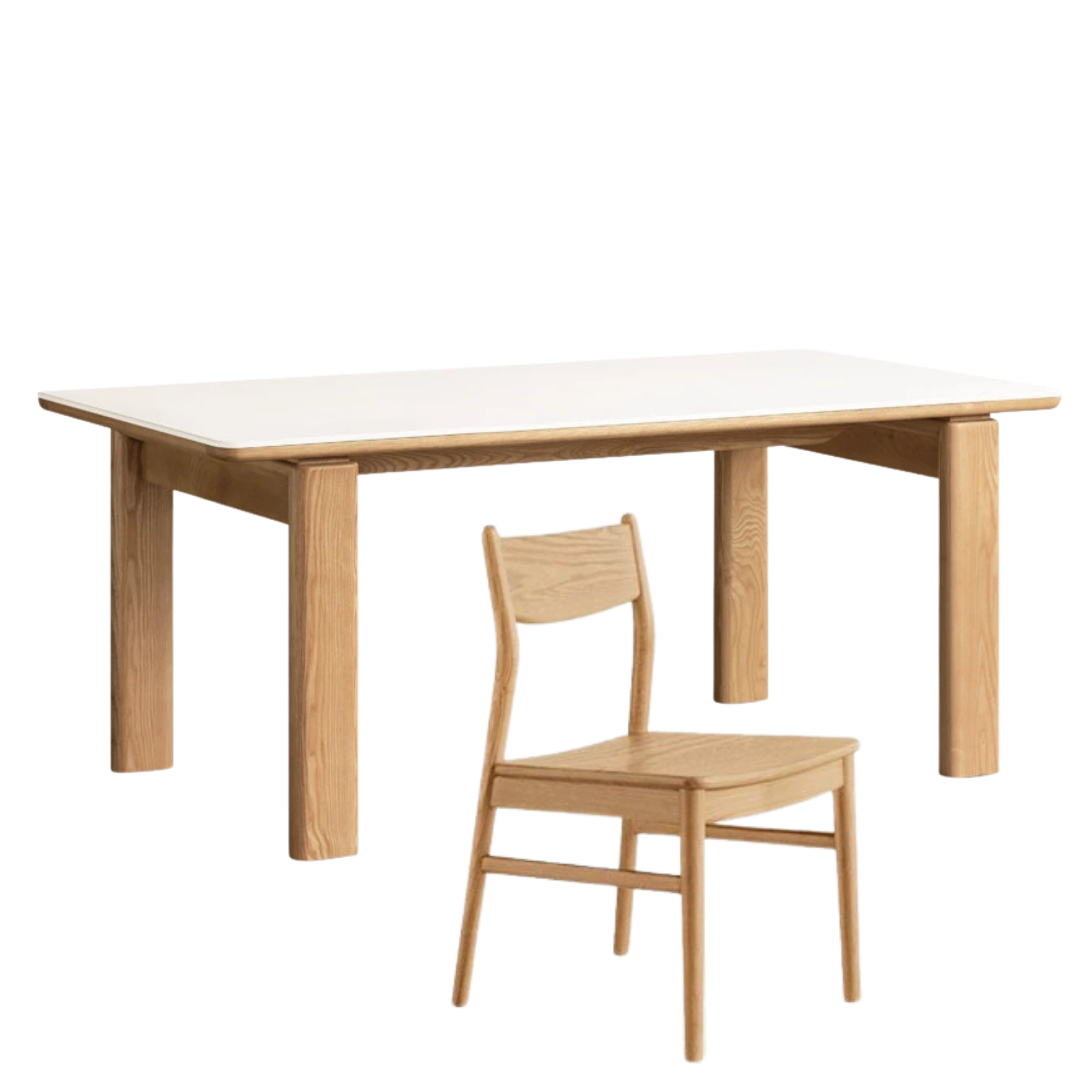 White Ash Solid Wood Restaurant Slab Dining Table