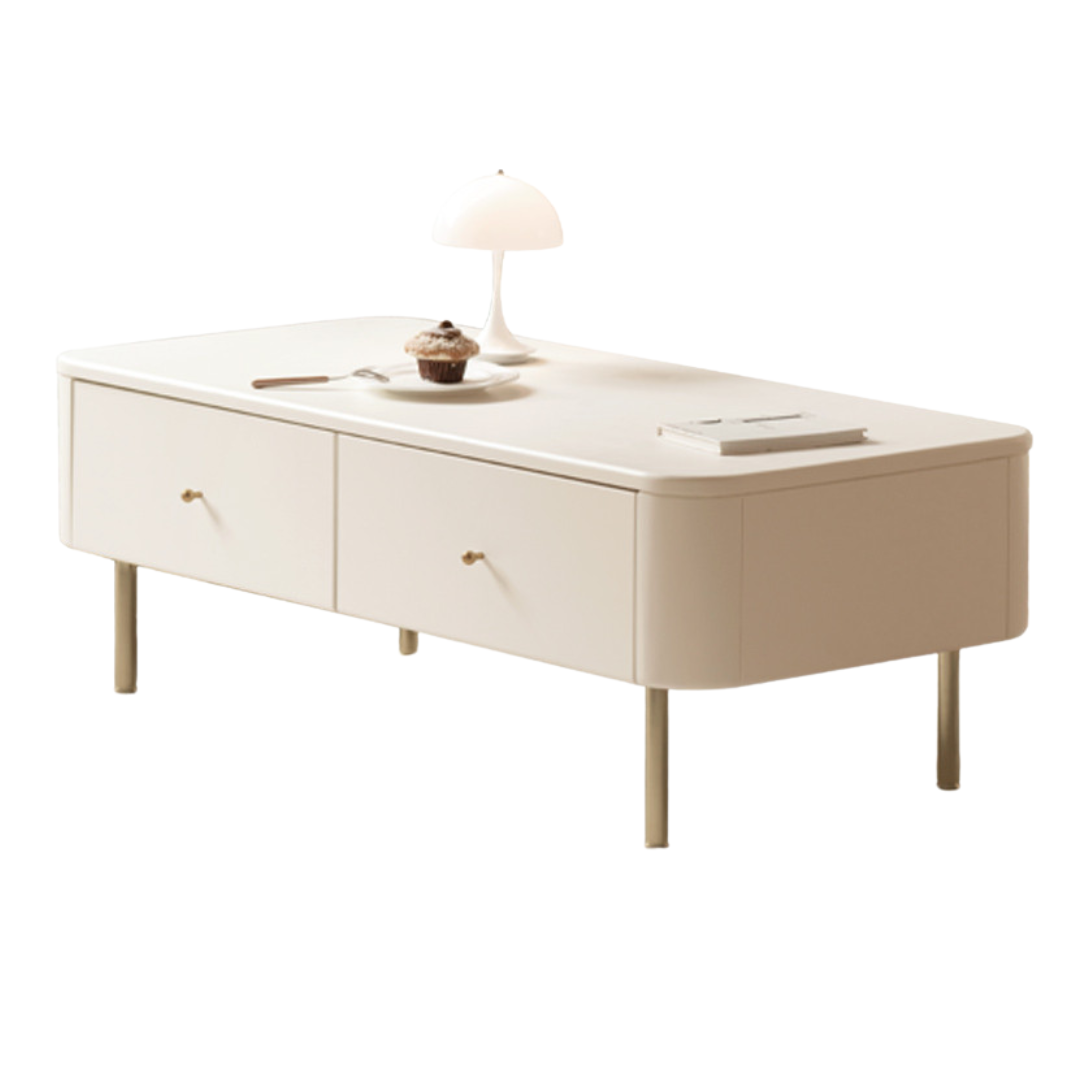 Poplar Solid Wood Modern White Storage Coffee Table