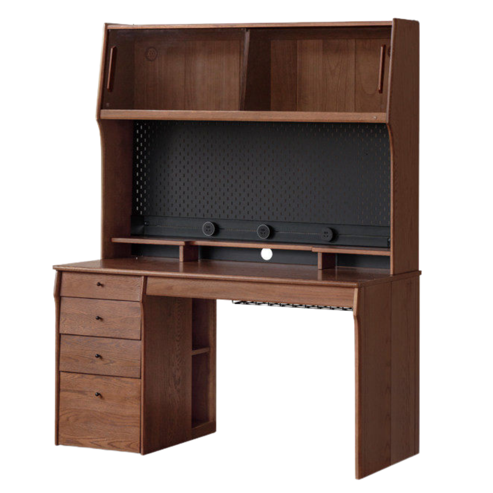 Oak, Cherry Solid Wood Desk Bookshelf Integrated Warm Light