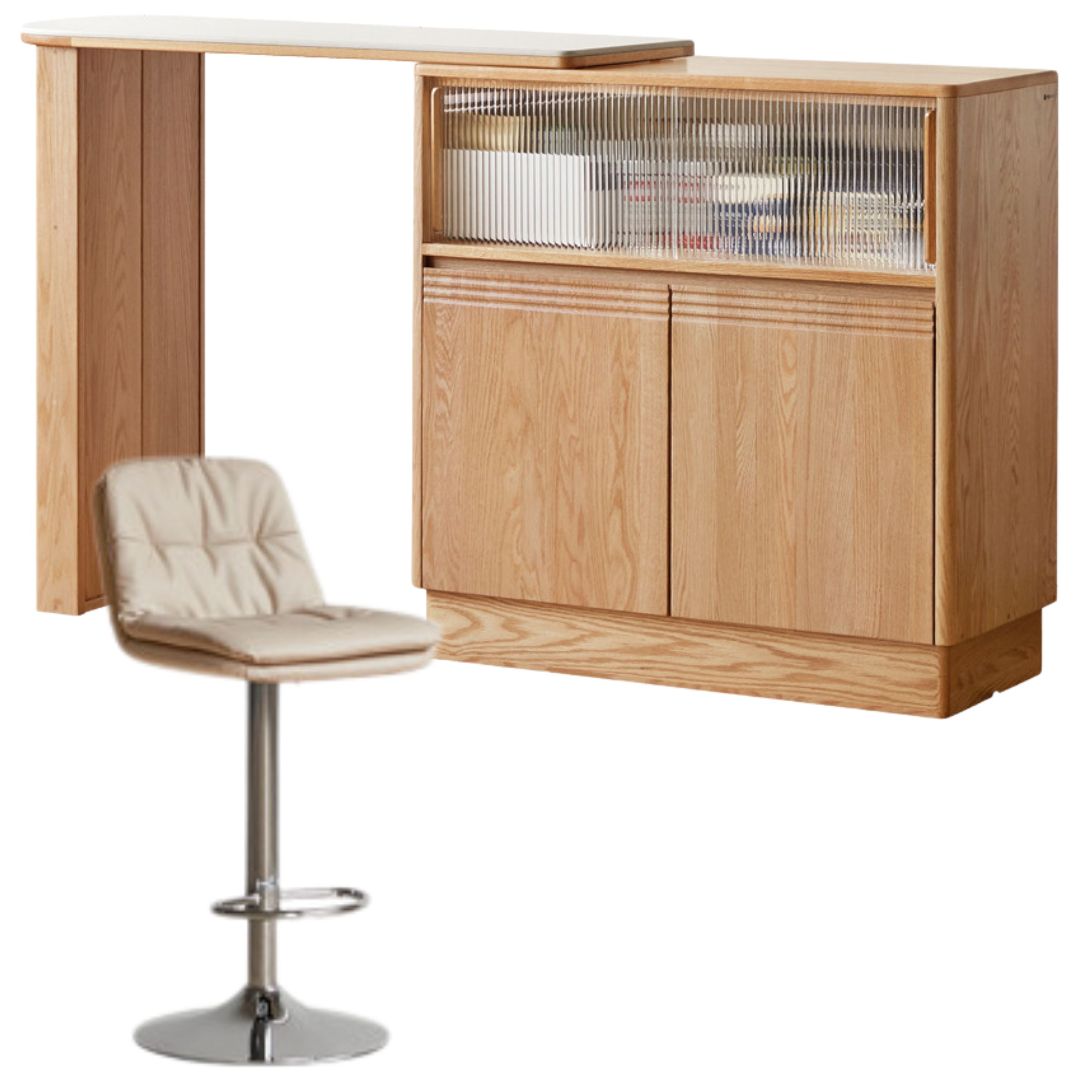 Oak Solid Wood Retractable Rock Plate Bar Table