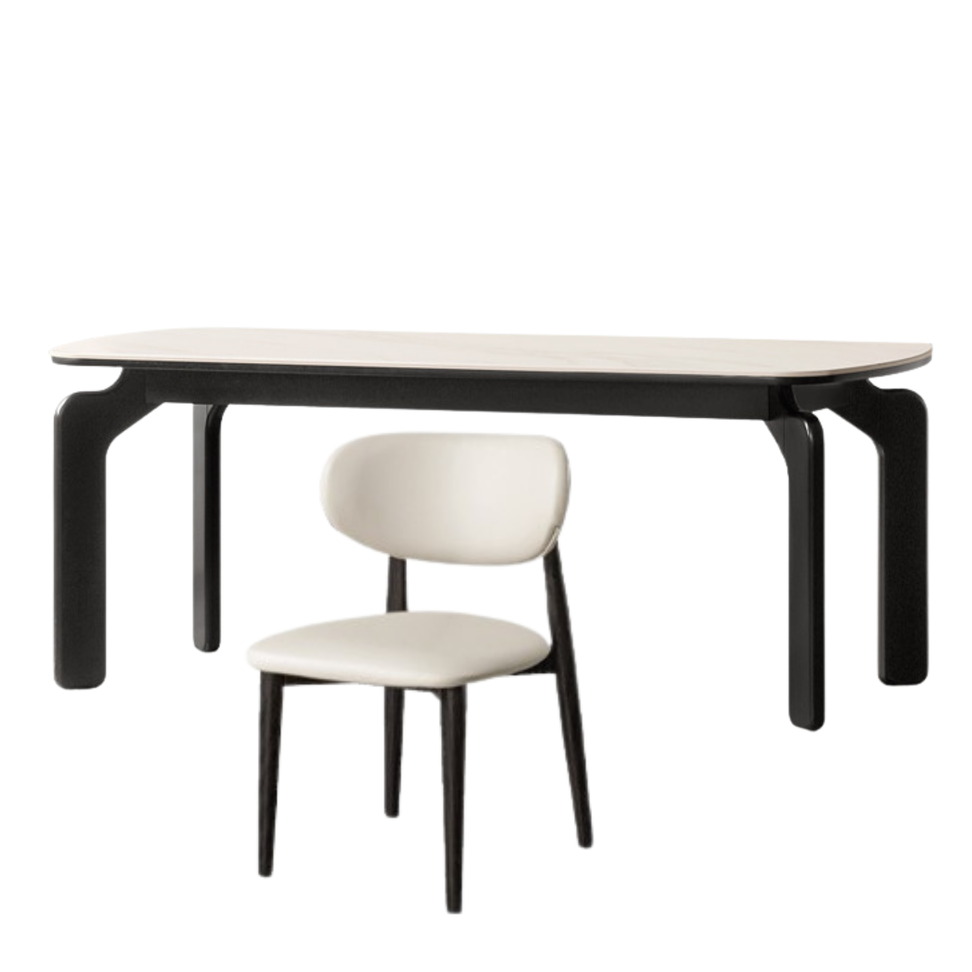 Solid Rubberwood Rock Board Dining Table