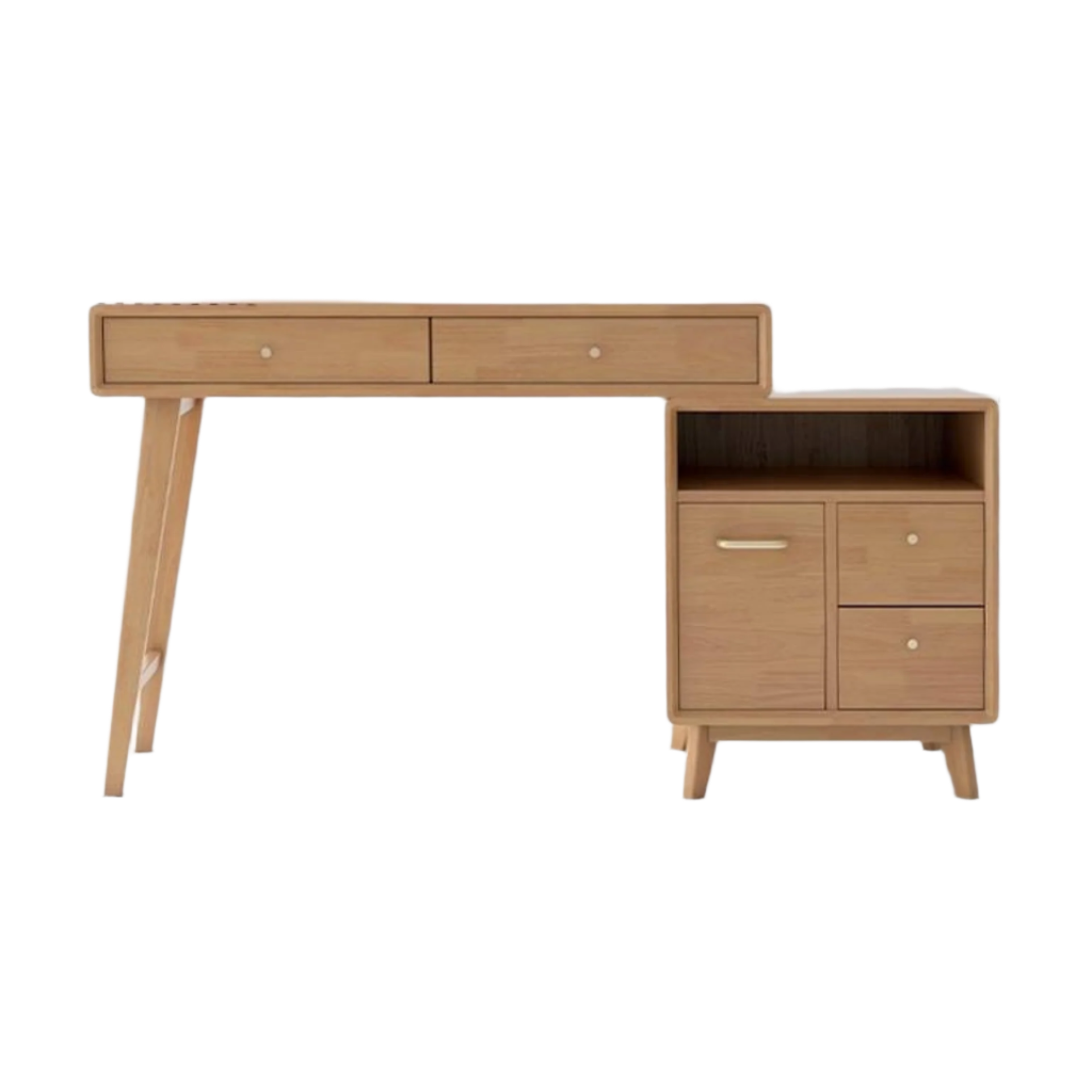 Oak, Rubberwood Solid Wood Vanity Table Telescopic.