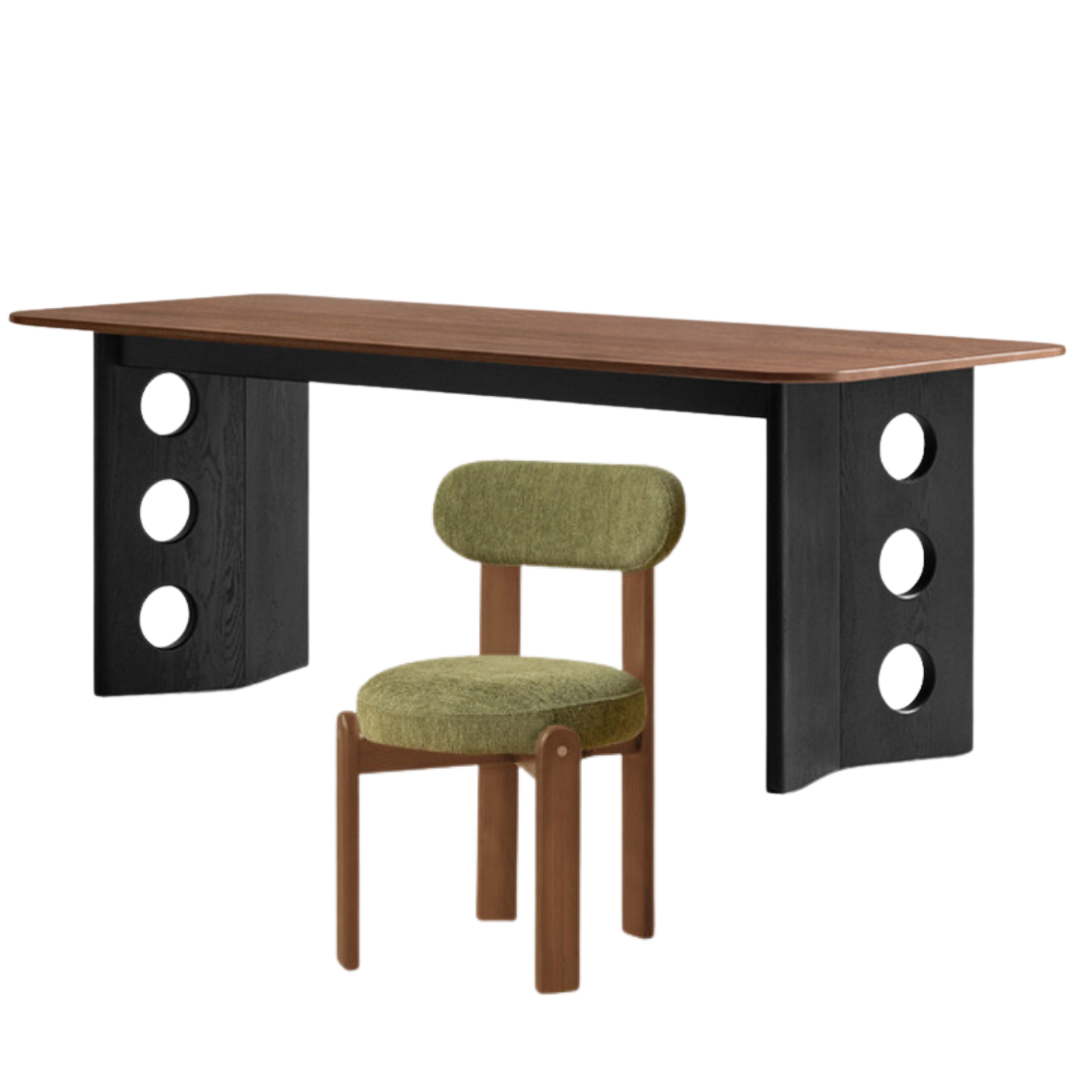 Black Walnut, Ash Solid Wood Retrо Dining Table