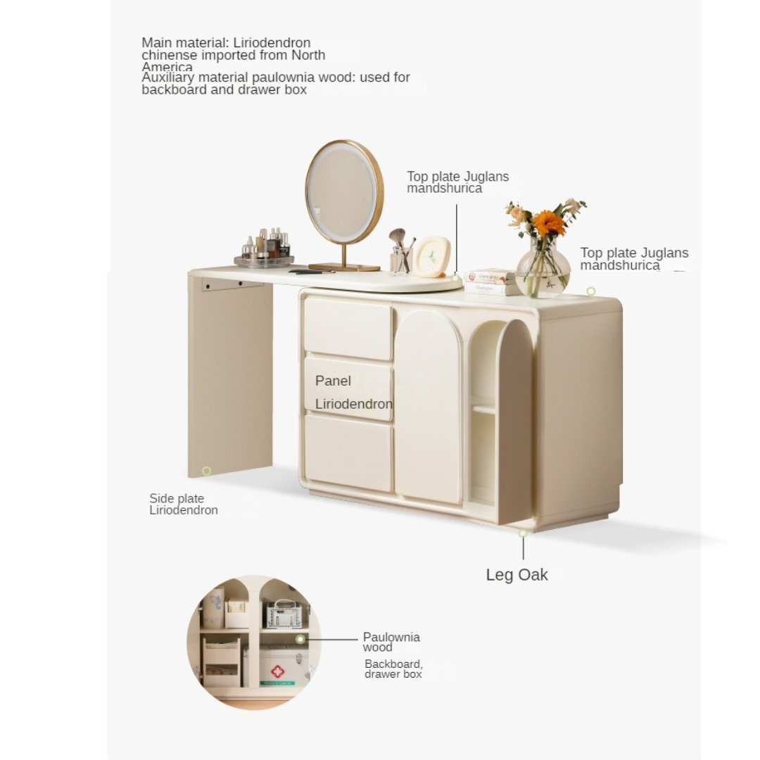 Poplar, Solid Rubberwood French Cream Style Dressing Table.