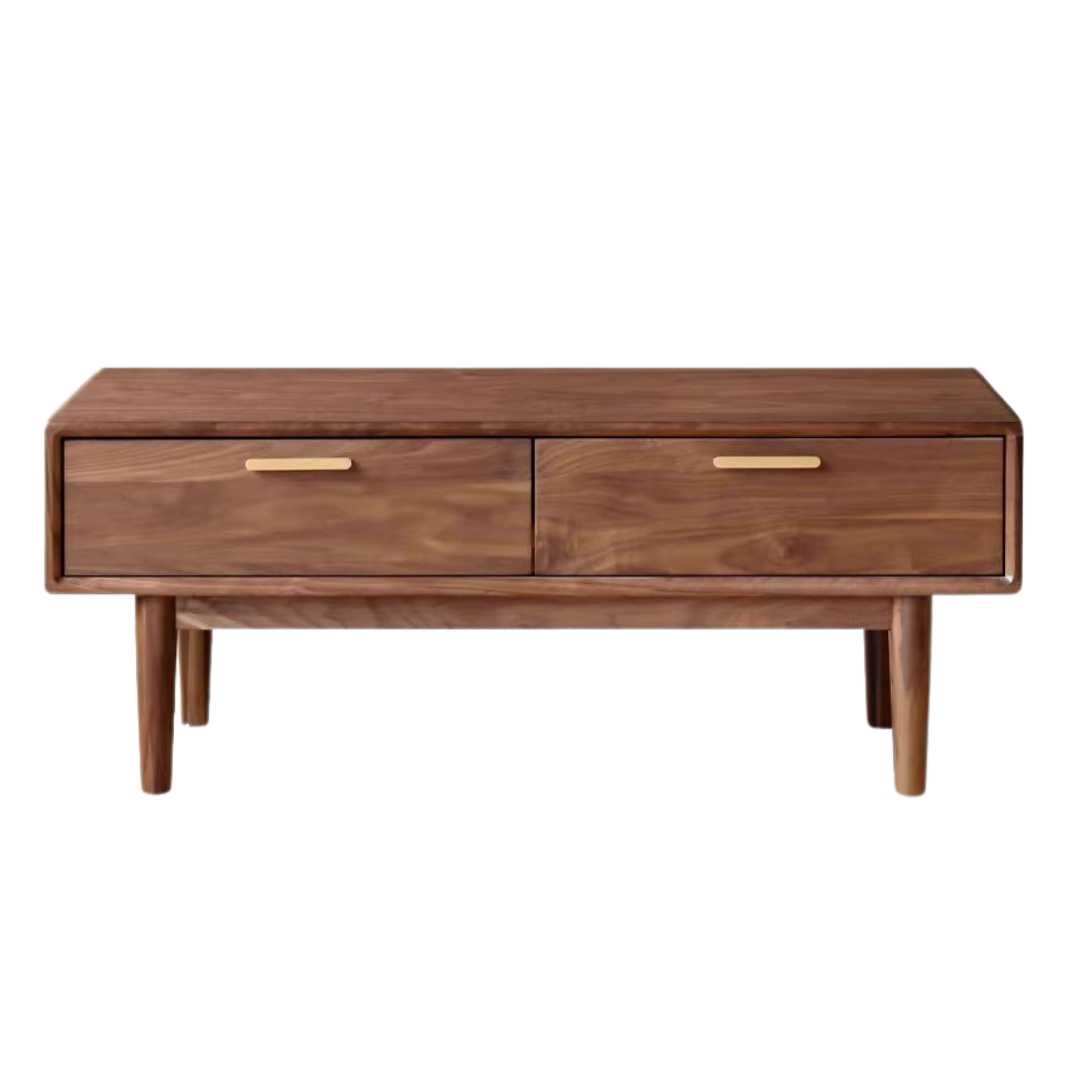 Black Walnut Solid Wood Storage Rock Plate Coffee Table