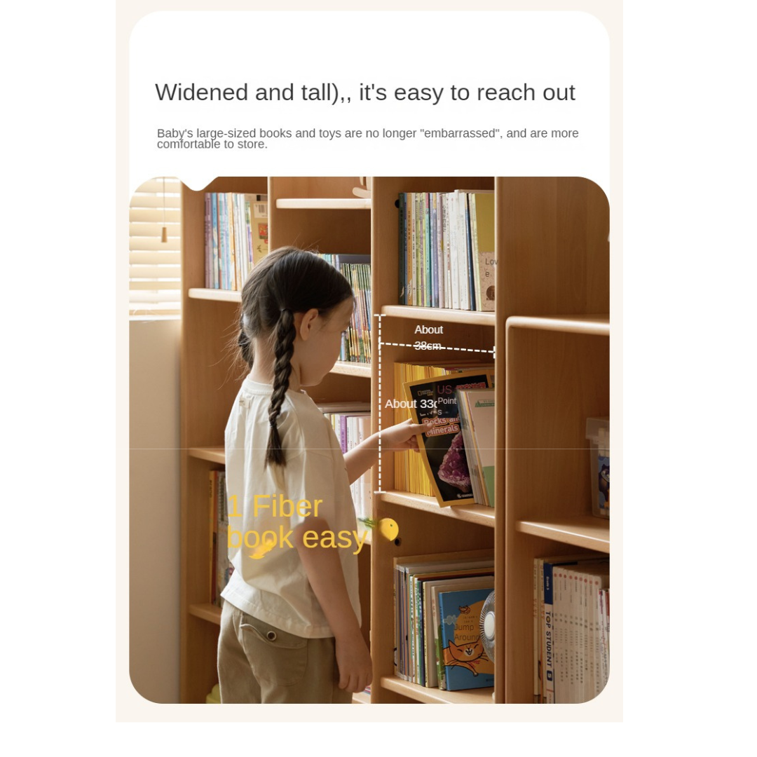 Beech Solid Wood Combination Bookshelf, Cabinet