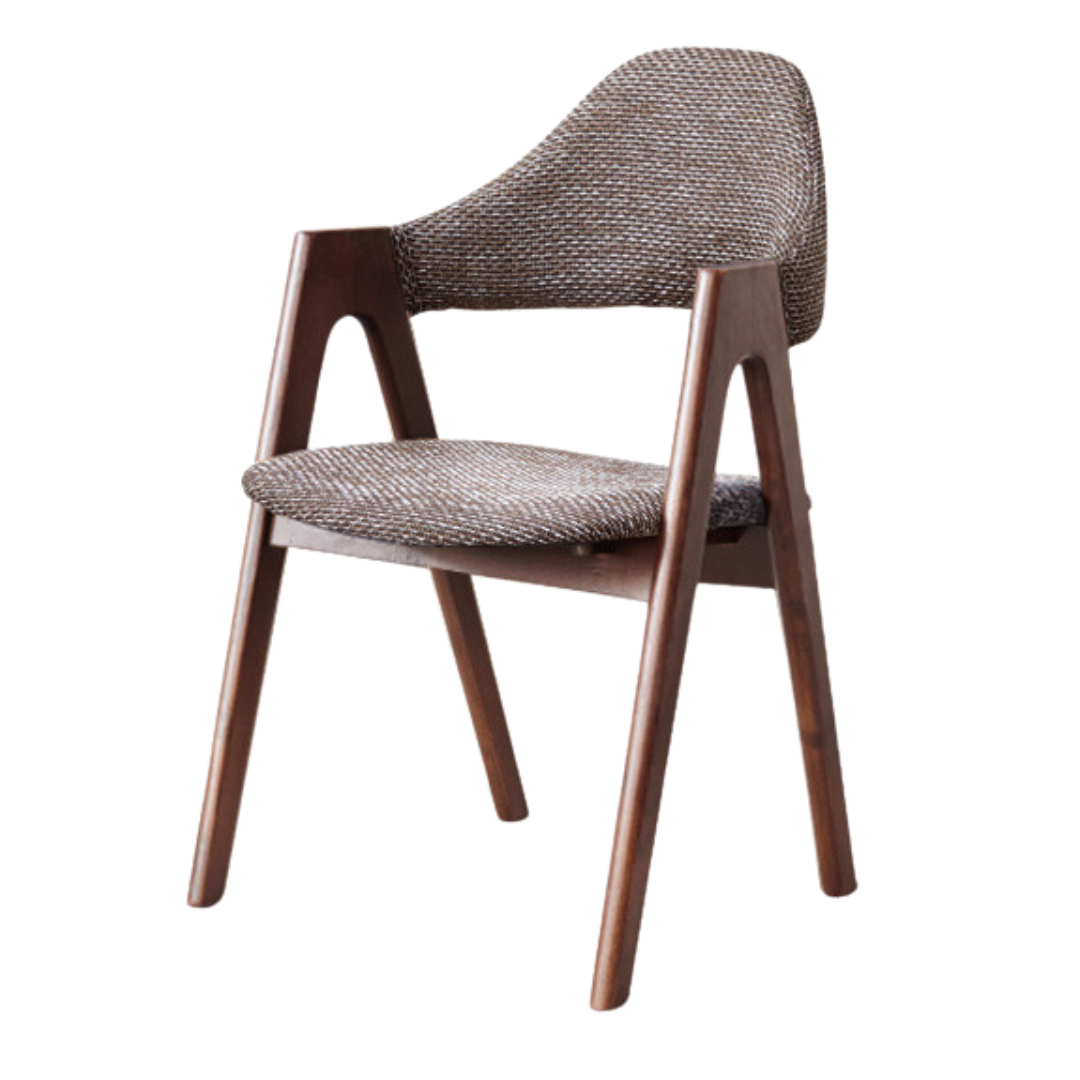 Black Walnut, Oak, Solid Rubberwood Chair with Soft Fabric/Leather Back