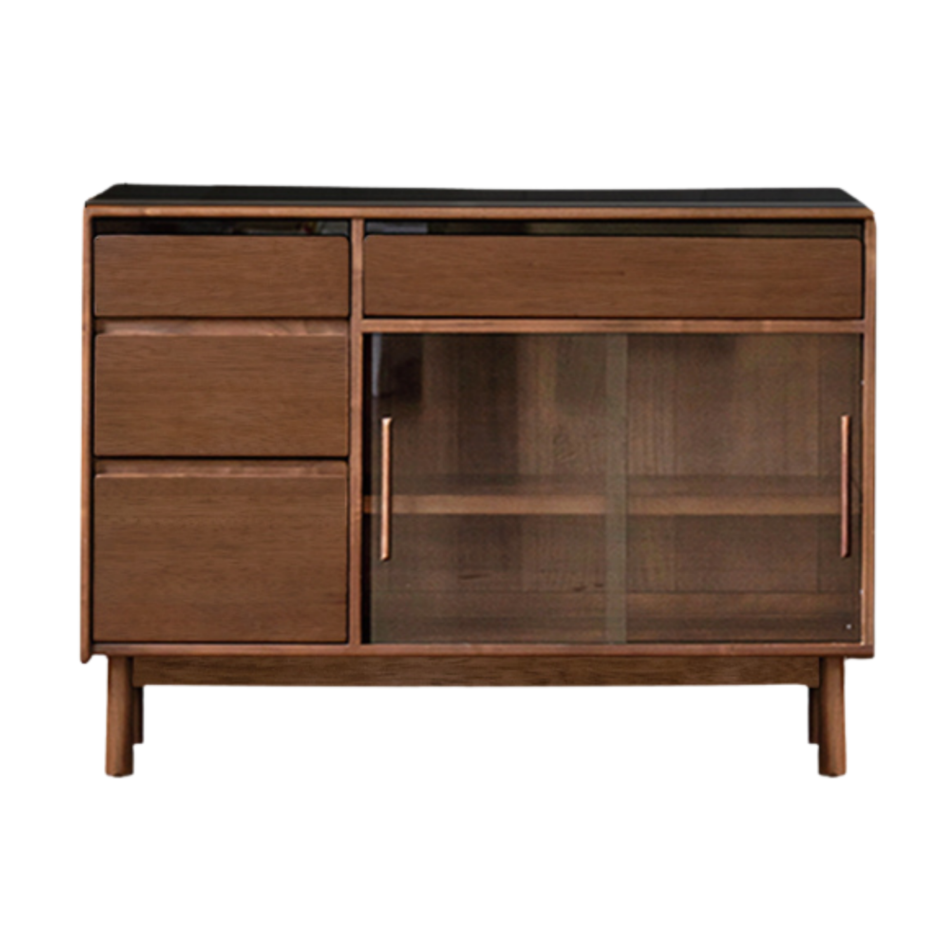 Black Walnut, Sandalwood Solid Wood Light Luxury Rock Plate Sideboard