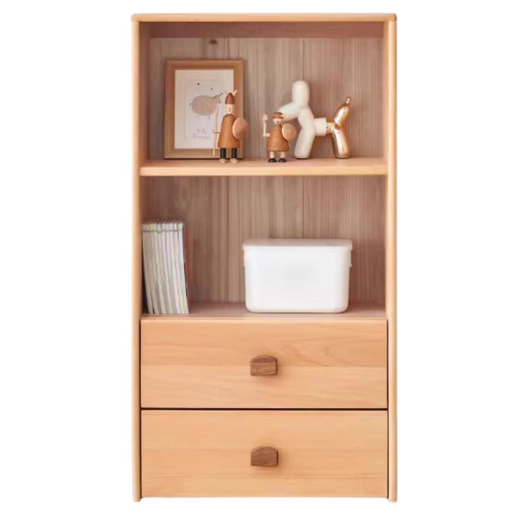 Beech Solid Wood Combination Bookshelf, Cabinet