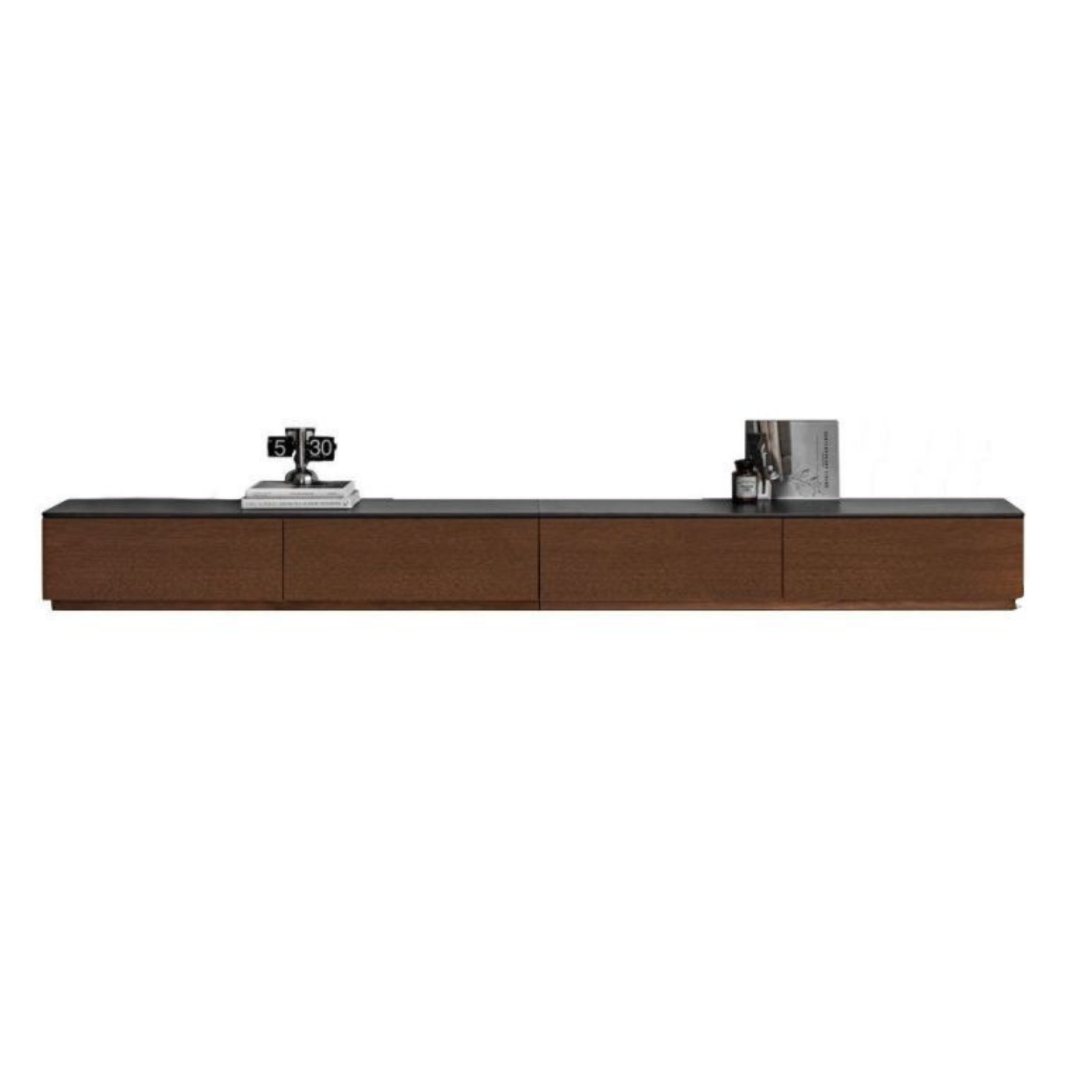 Catalpa Solid Wood TV Cabinet with Storage Drawers, Media Console with Slate Top