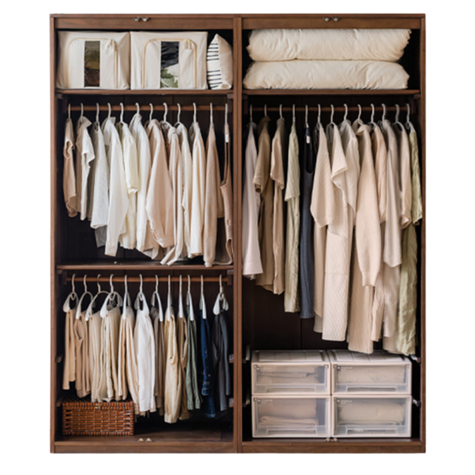 Black Walnut Solid Wood Wardrobe In Vintage Style