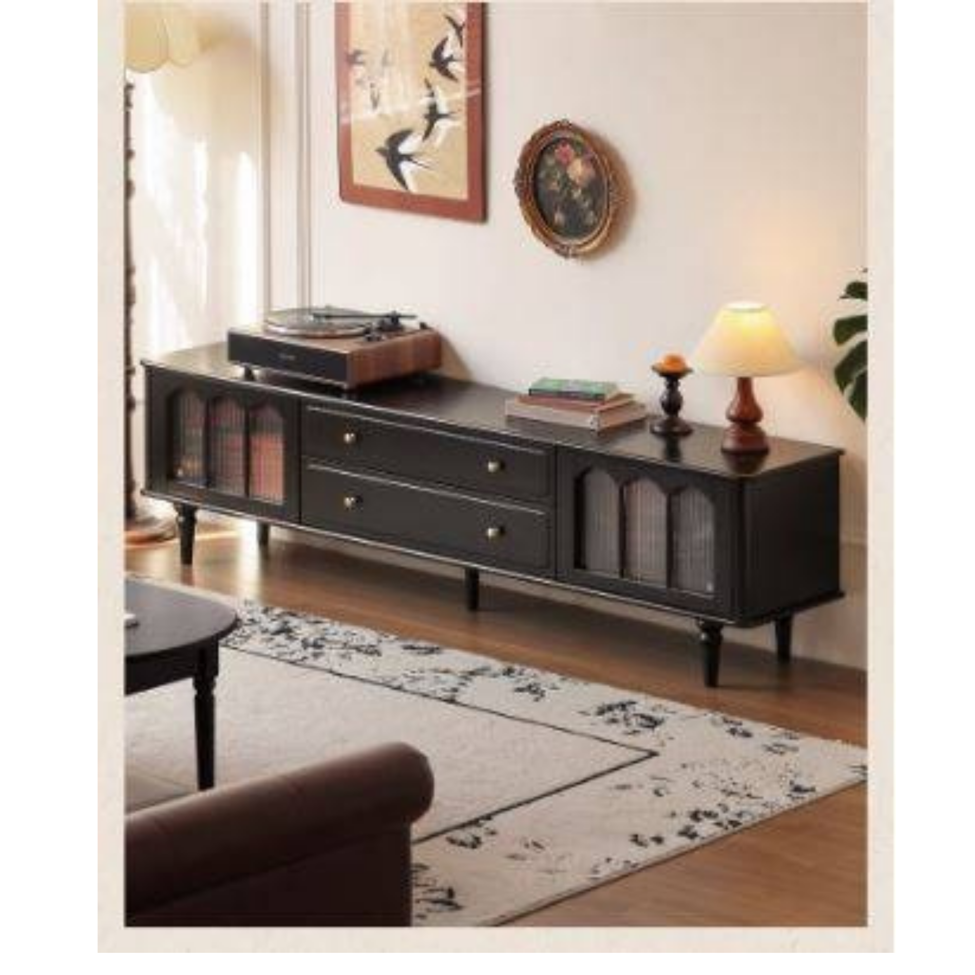 Solid RubberWood French Retro TV Stand