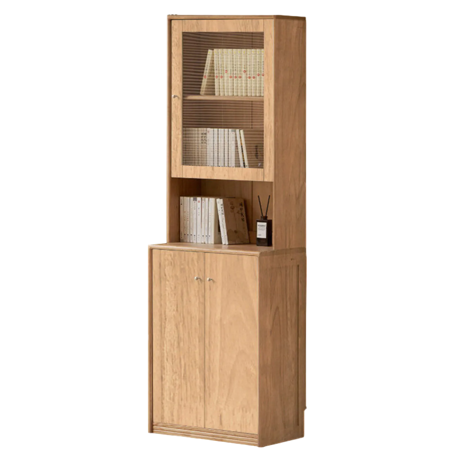 Oak Solid Wood, Solid Rubberwood Combination Bookcase