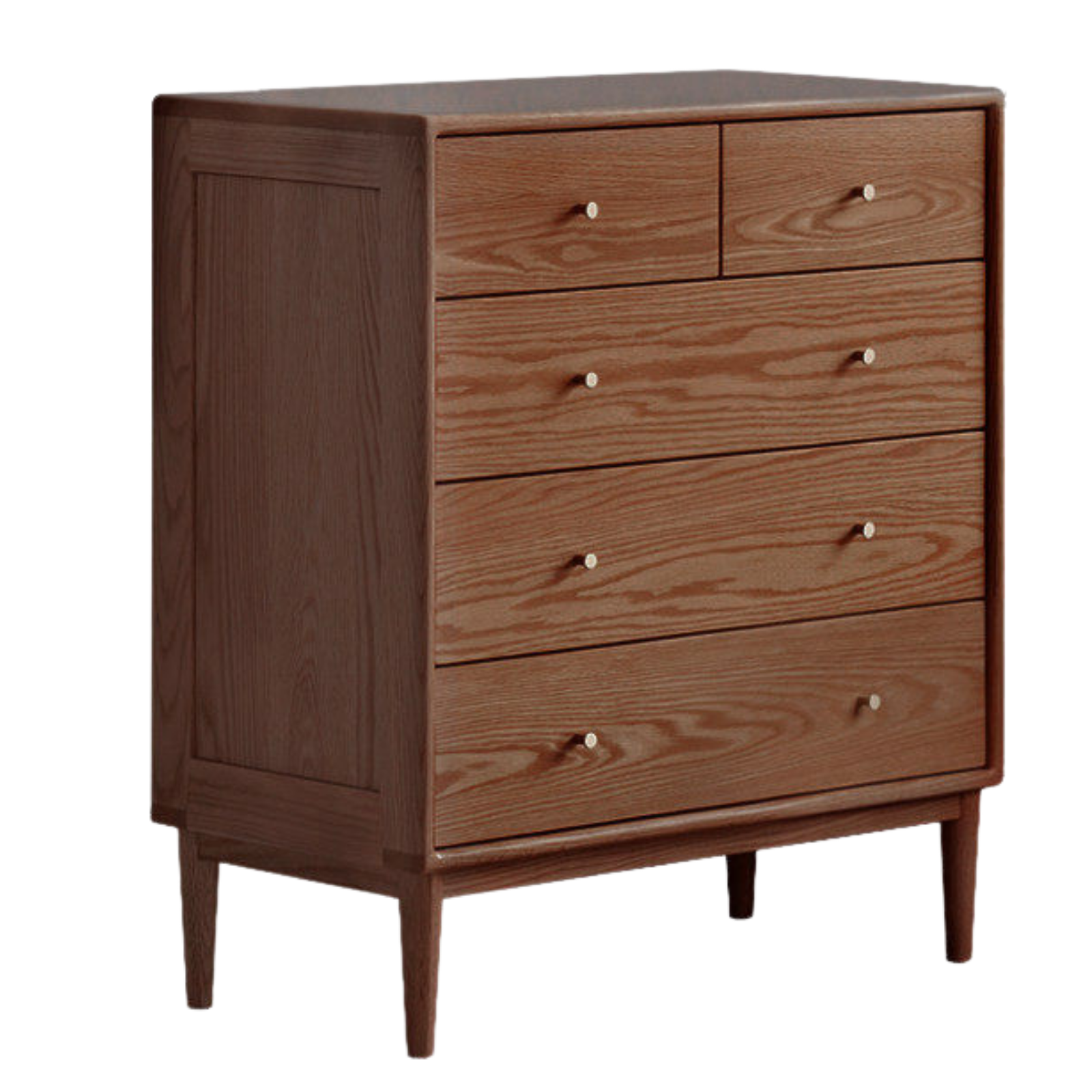 Oak, Solid Rubberwood Modern Minimalist Chest of Drawers