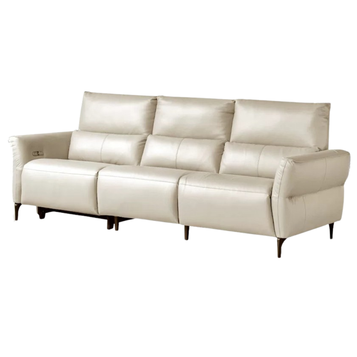 Genuine Leather Power Reclining Sofa with High Back, Single or Dual Power Recliners & USB Charging