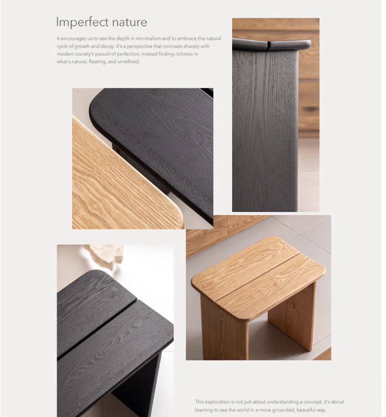 Ash Solid Wood Wabi-Sabi Style Square Chairs