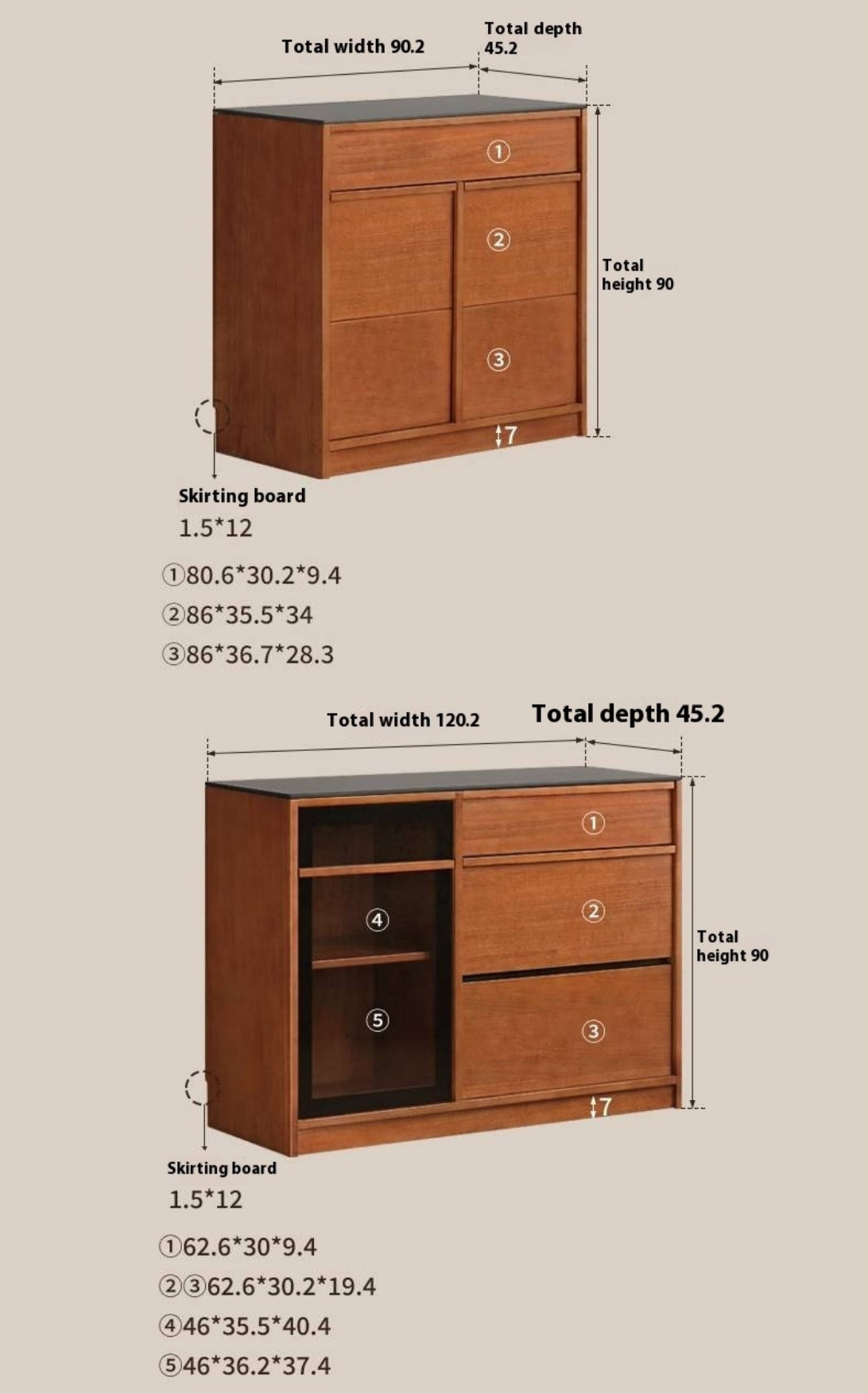 Poplar Solid Wood Medieval Sideboards.