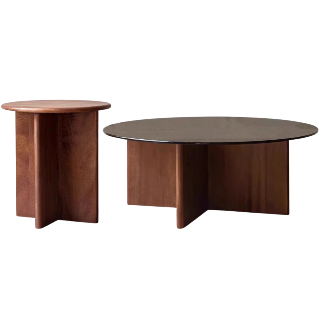 Black Walnut Combination Round Coffee Table