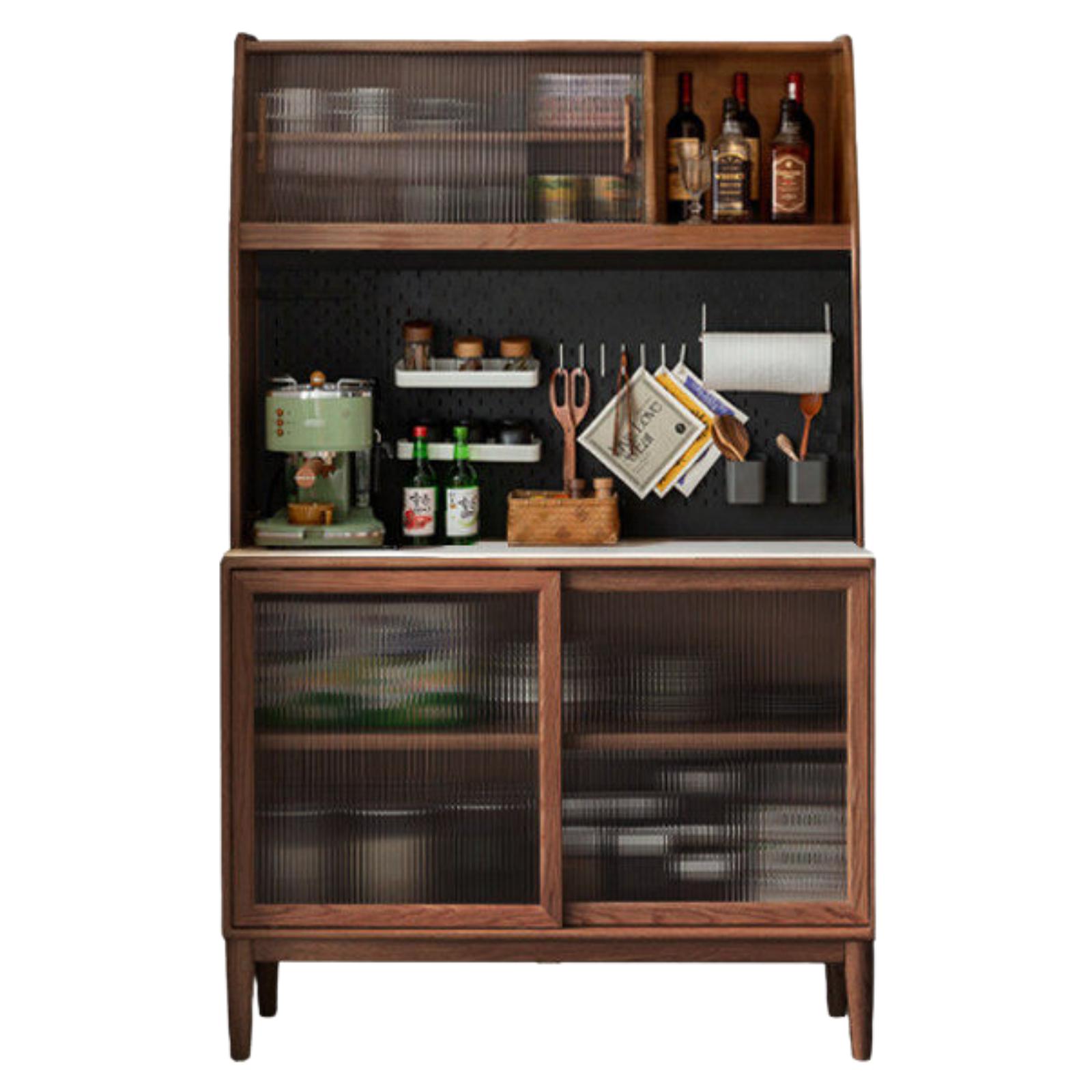 Ash Solid Wood Sideboard High Wine Cabinet Buffet