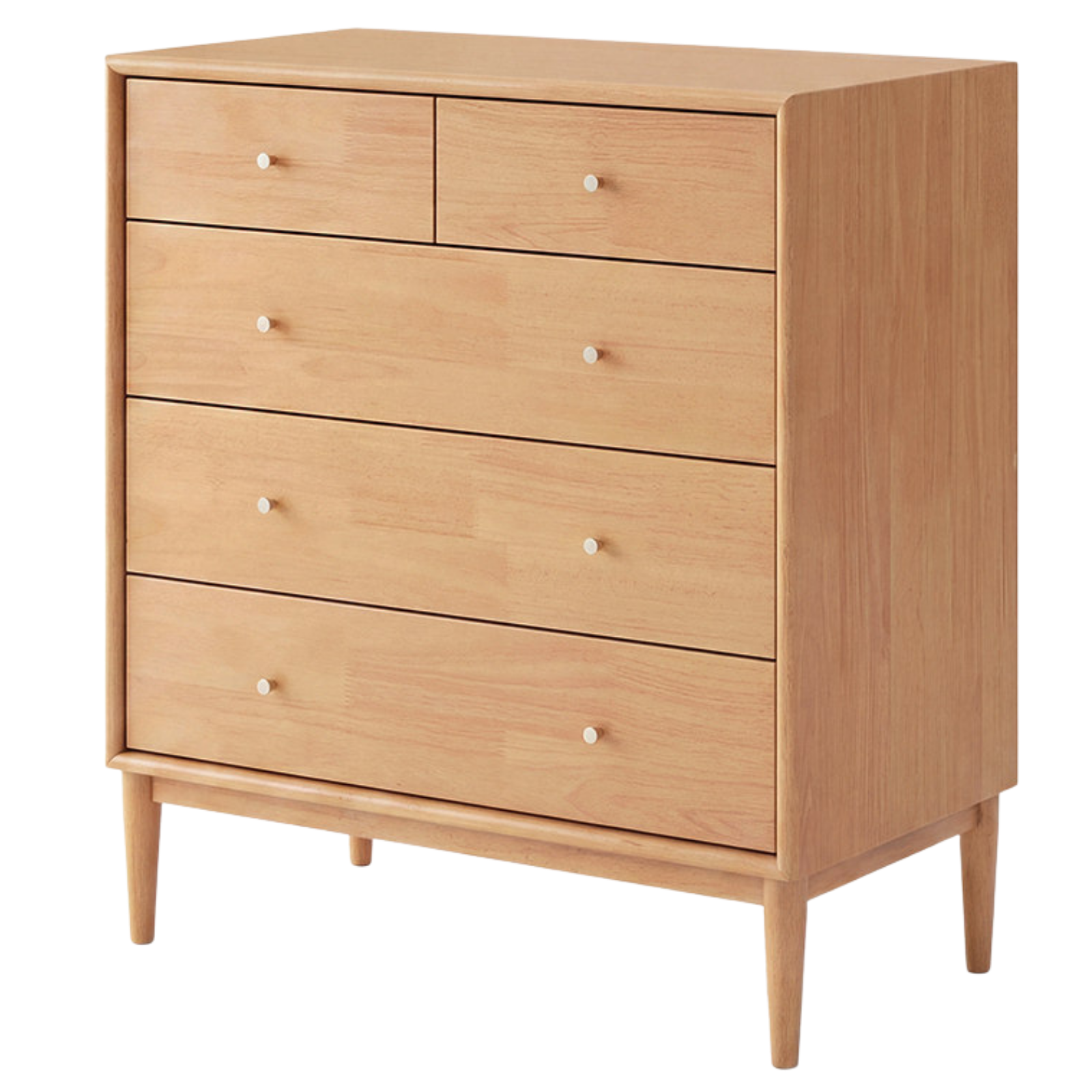 Oak Solid Wood, Solid Rubberwood Nordic Chest of Drawers