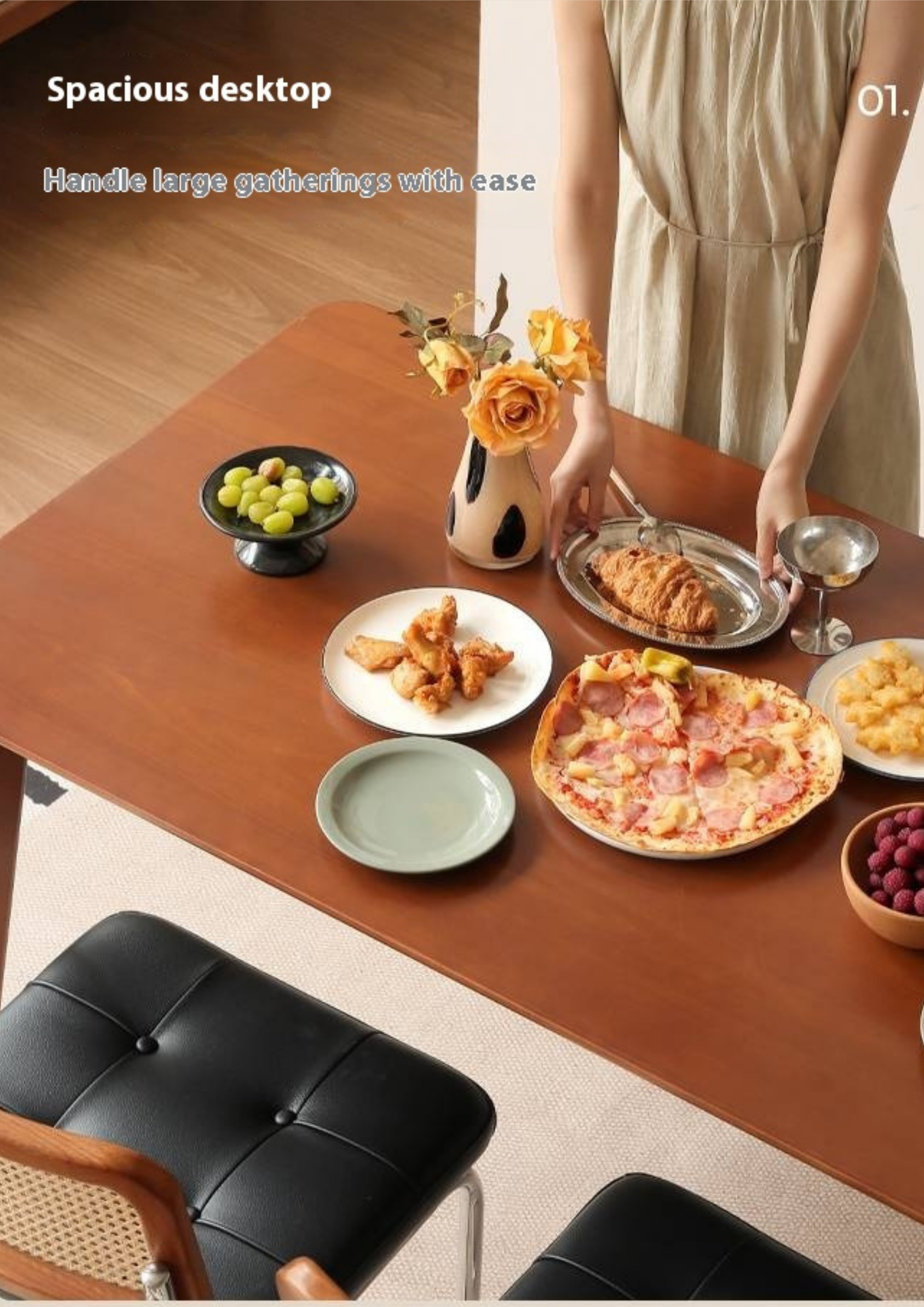 Tulipwood Solid Wood Retro Dining Table