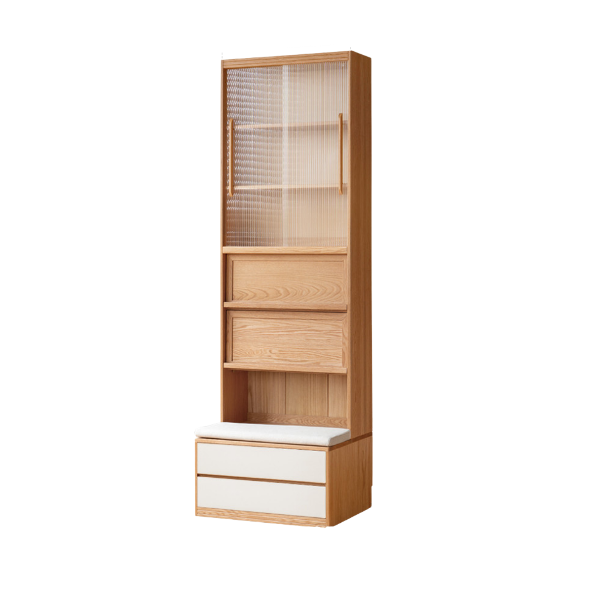 Oak Solid Wood Cream Style Study Bookcase