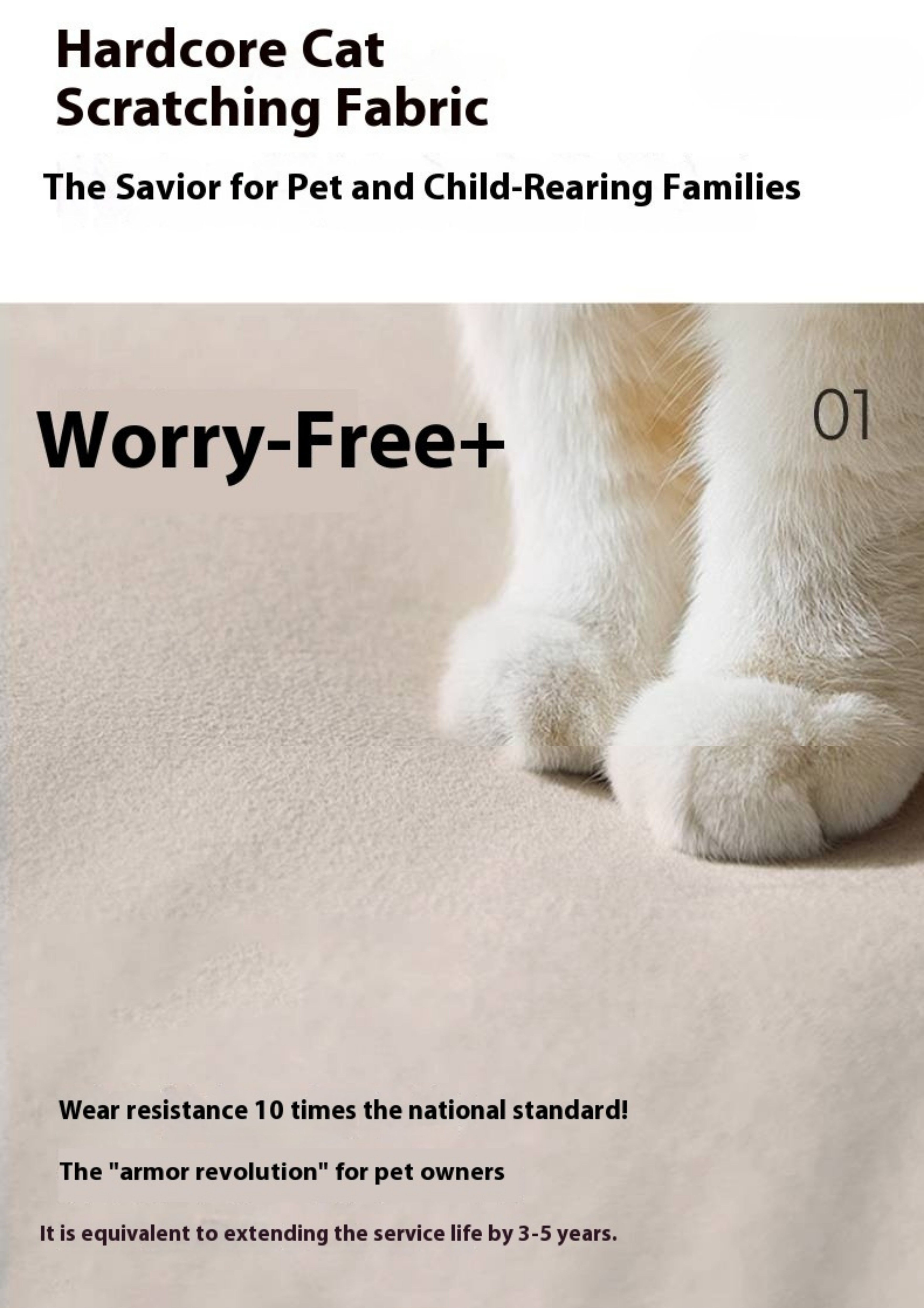 Cream Style Fabric Sofa with Pet-Friendly Scratch-Resistant Fabric, Fully Removable and Washable Design