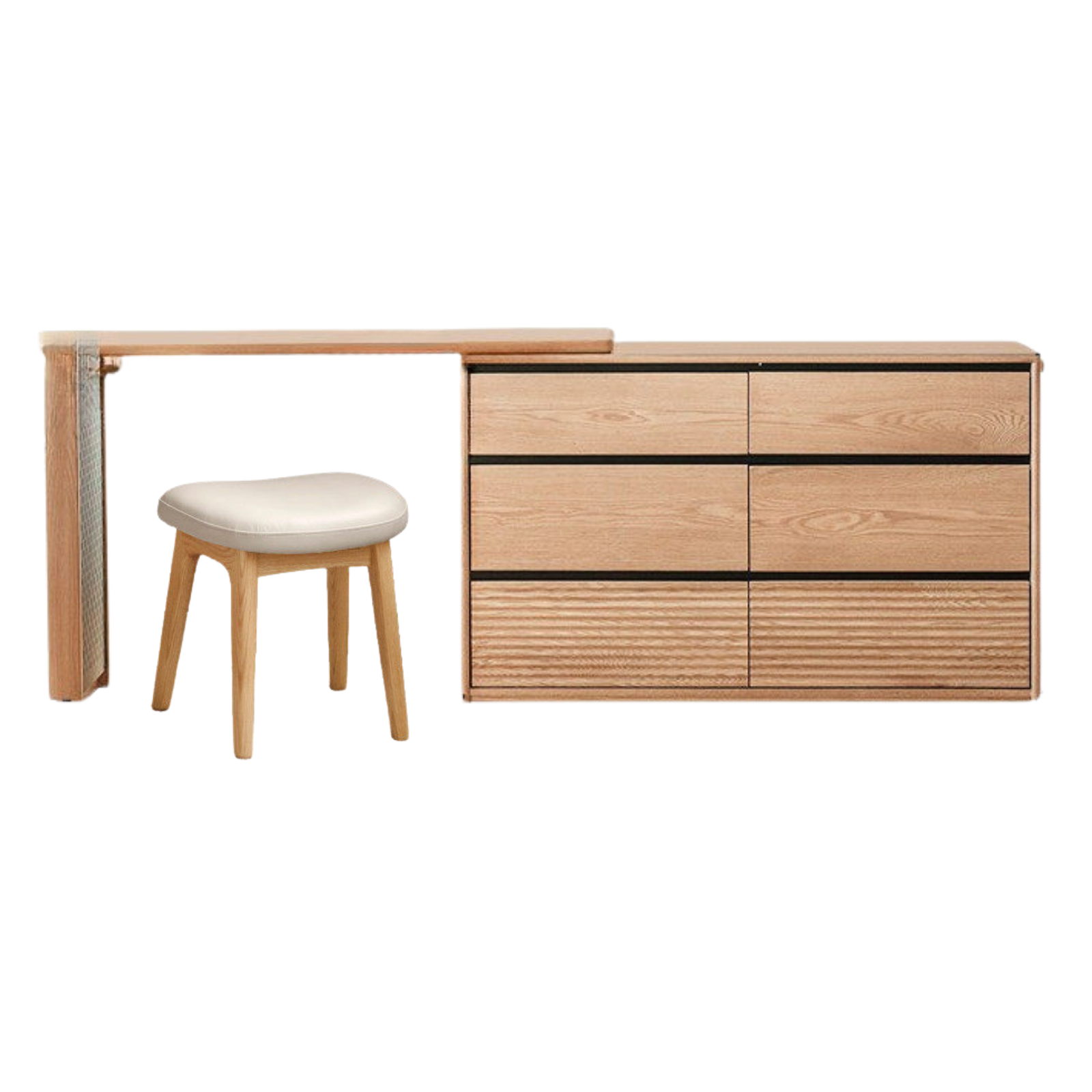 Oak, Ash Solid Wood Modern Telescopic Vanity Table.