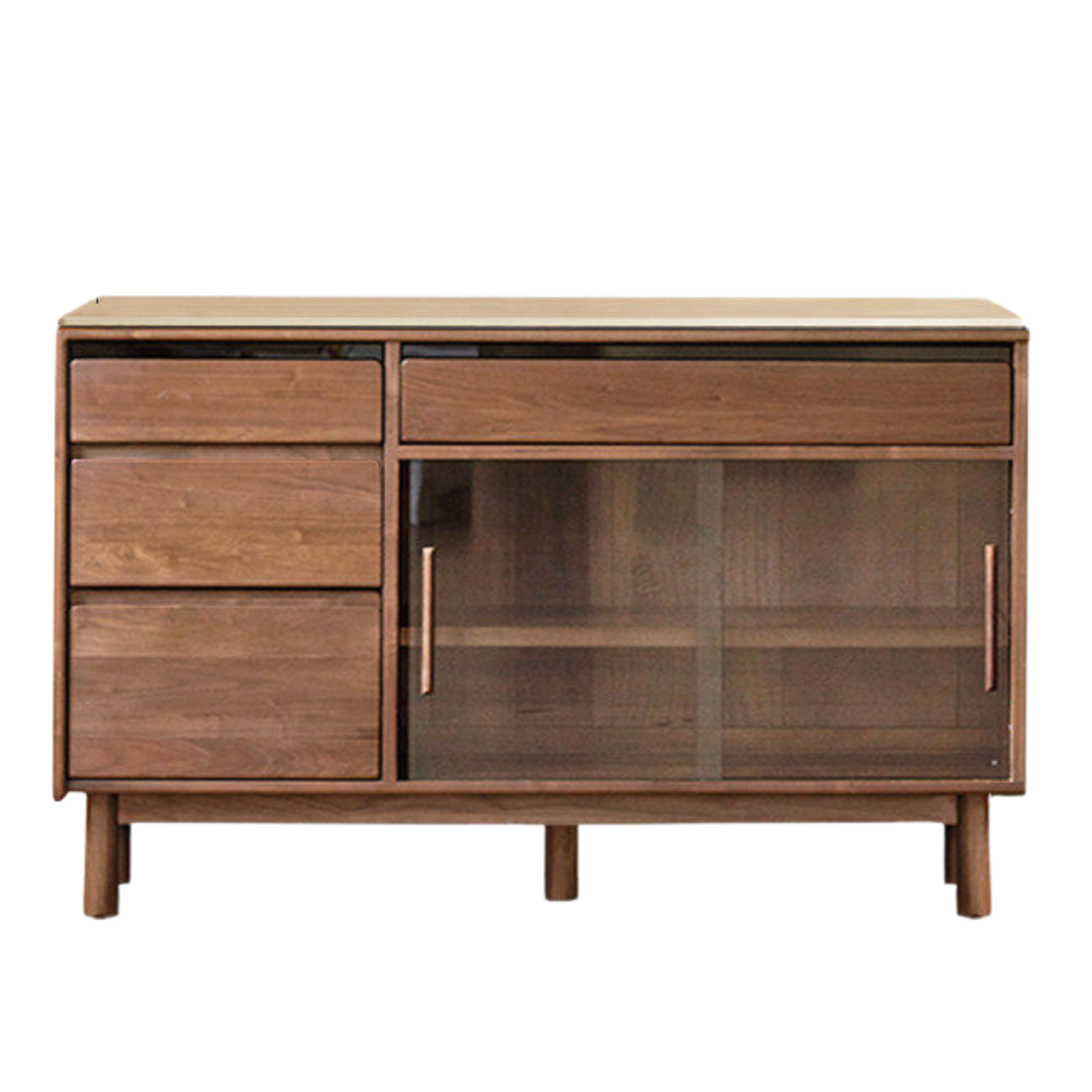 Black Walnut, Sandalwood Solid Wood Light Luxury Rock Plate Sideboard